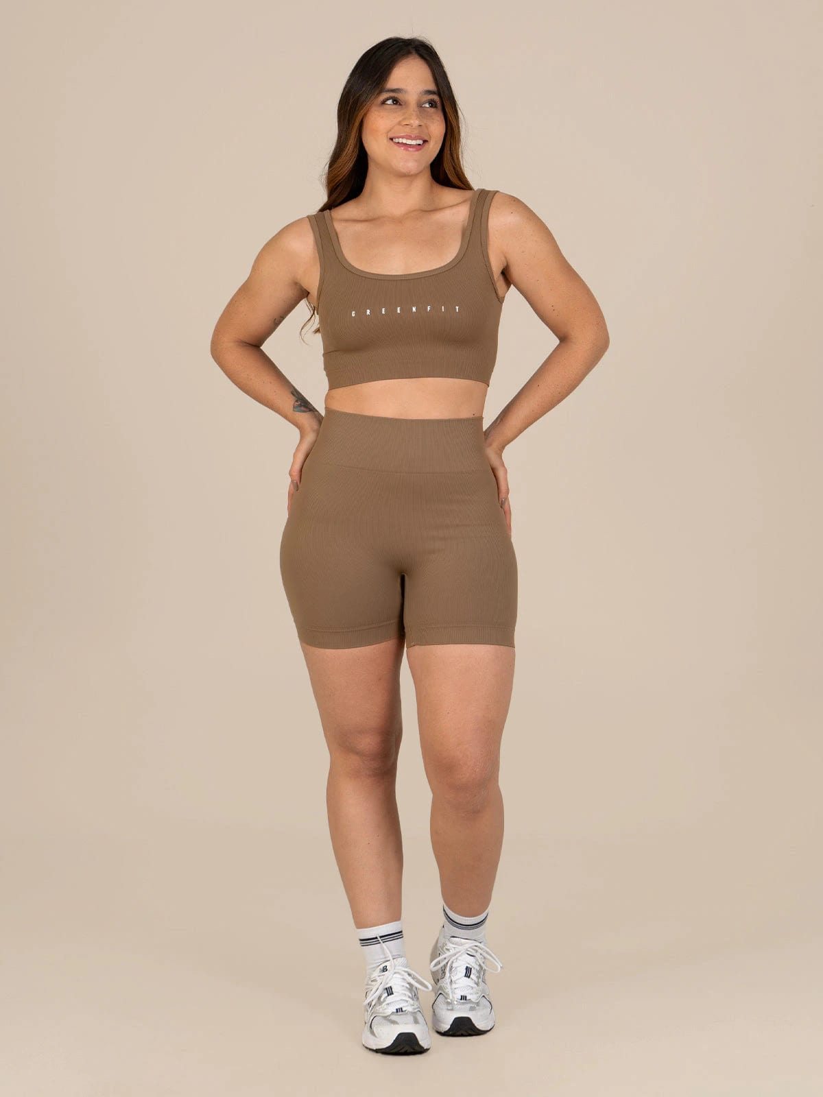 Ela short set seamless cafe claro - imagen 1