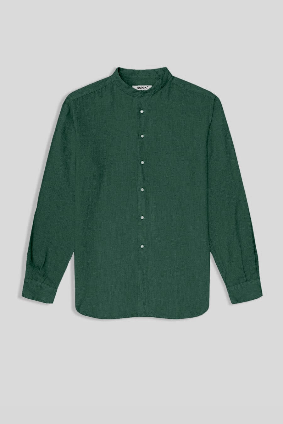 Men's linen shirt mao dark green - imagen 1