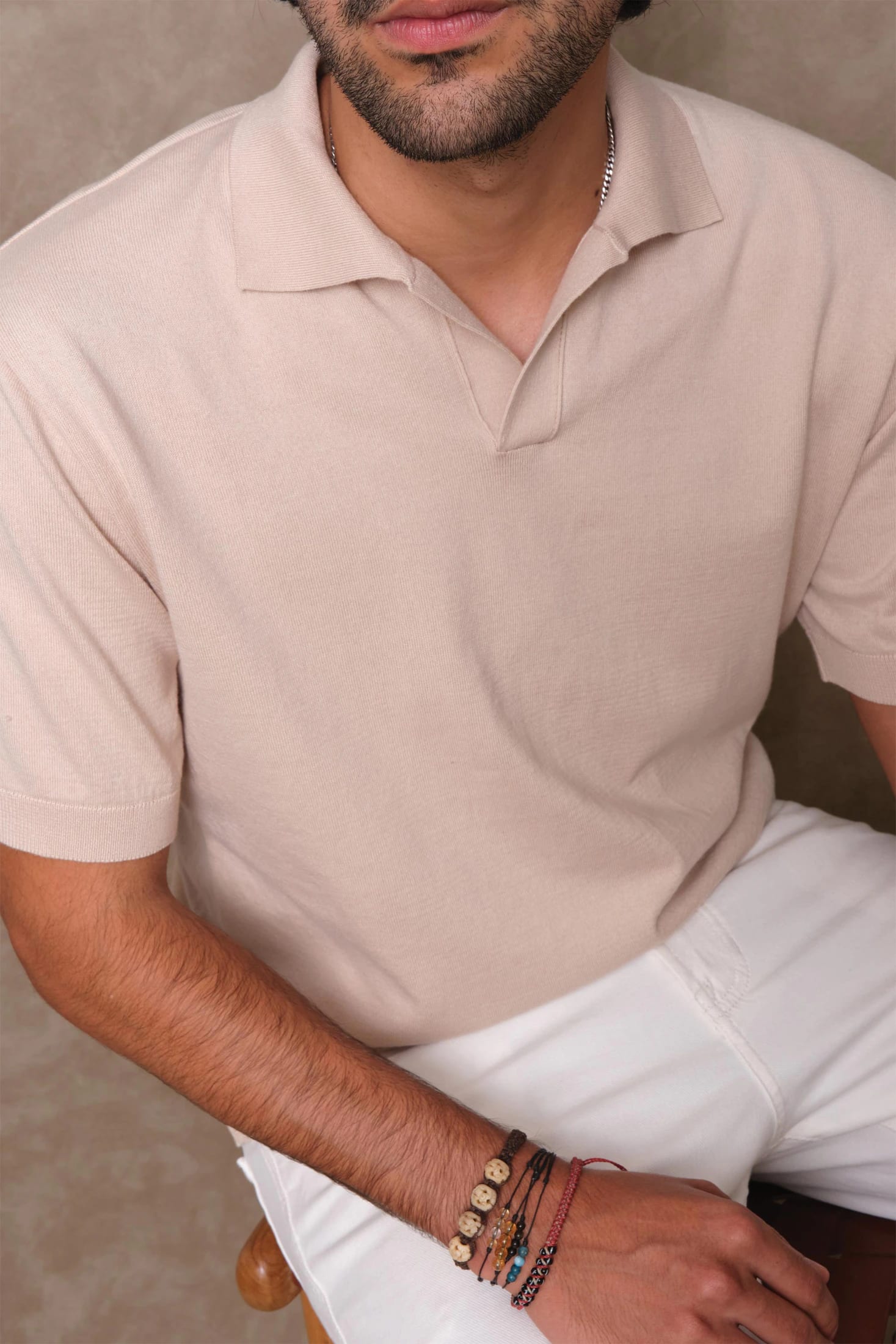 POLO TEJIDA BEIGE - imagen 4
