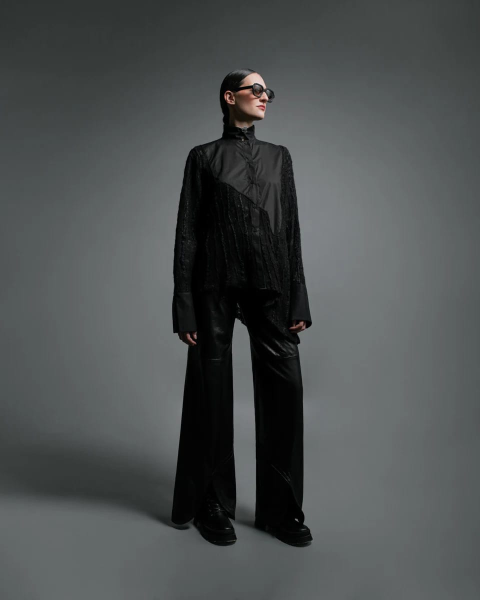 LEATHER CURVED CUT OUT BOOT TROUSERS - imagen 3