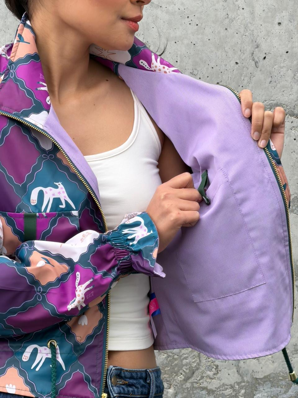 Chaqueta Corta Rombos Morado - imagen 3