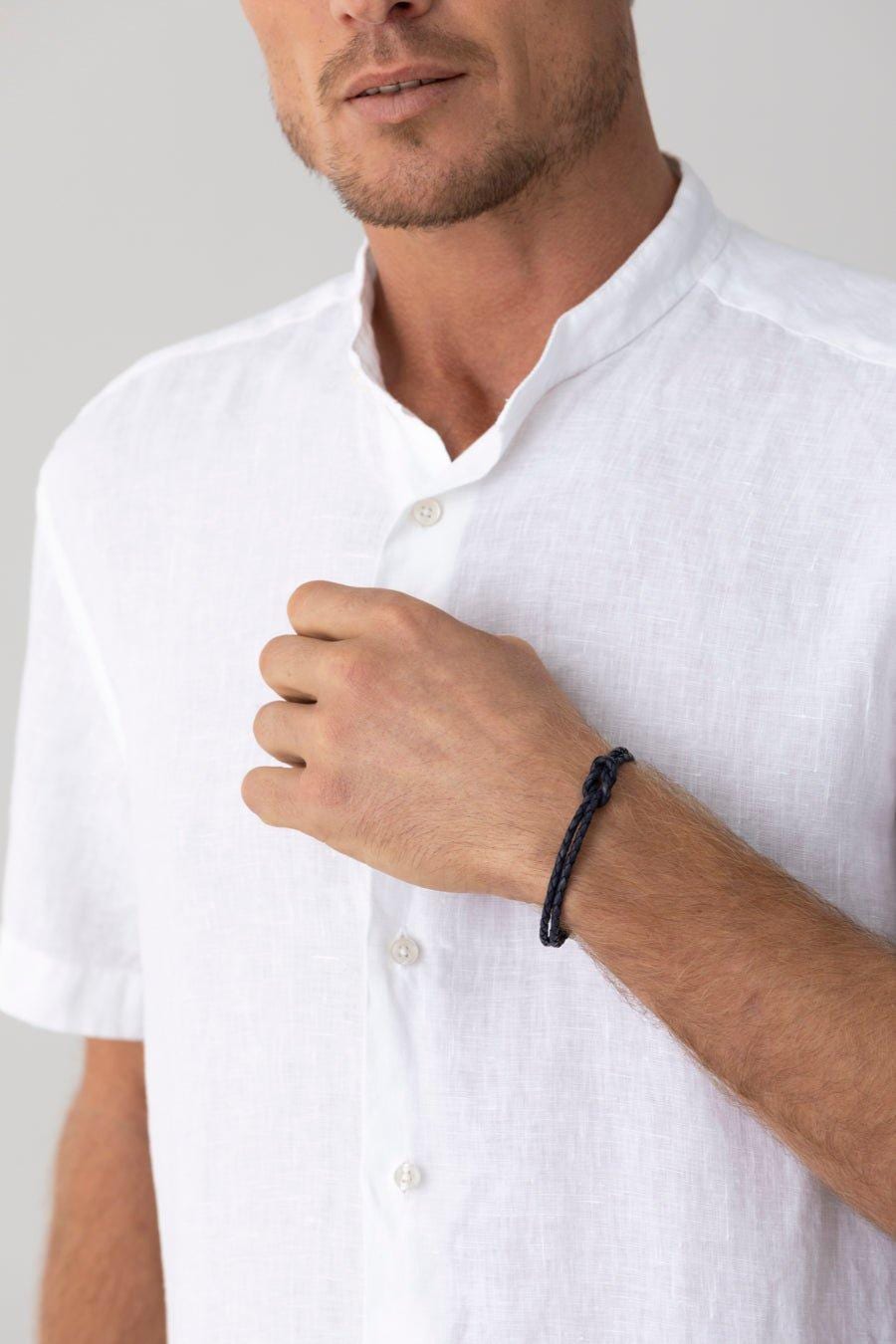 men’s linen shirt mao white mc basic - imagen 7