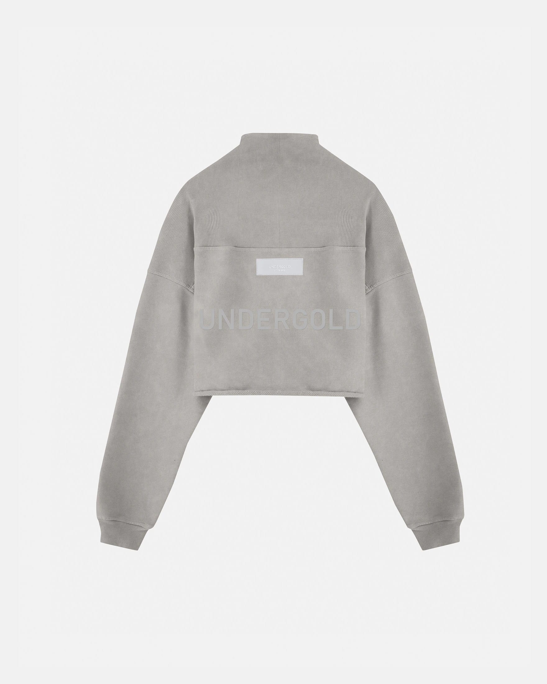 Line Logo Cropped Zip up Crewneck Washed Gray - imagen 3