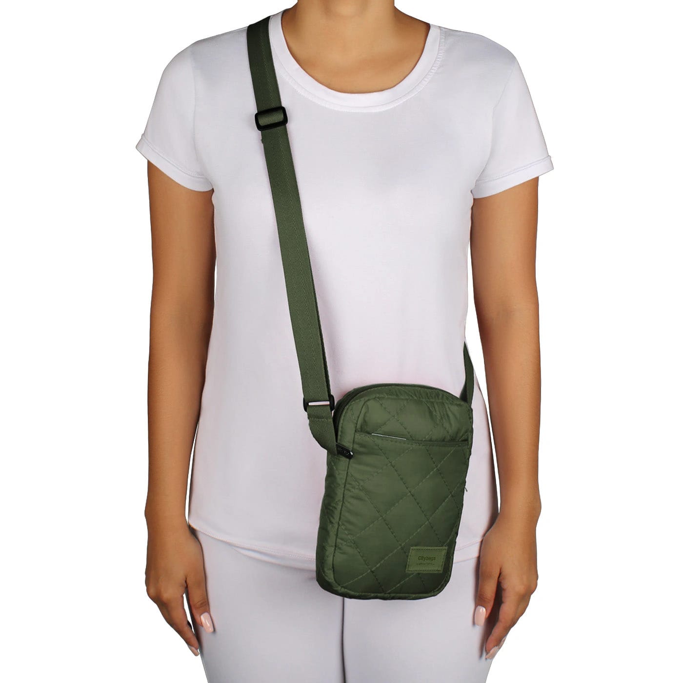 Bolso Manos Libres Mini Puffer Verde Militar - imagen 3