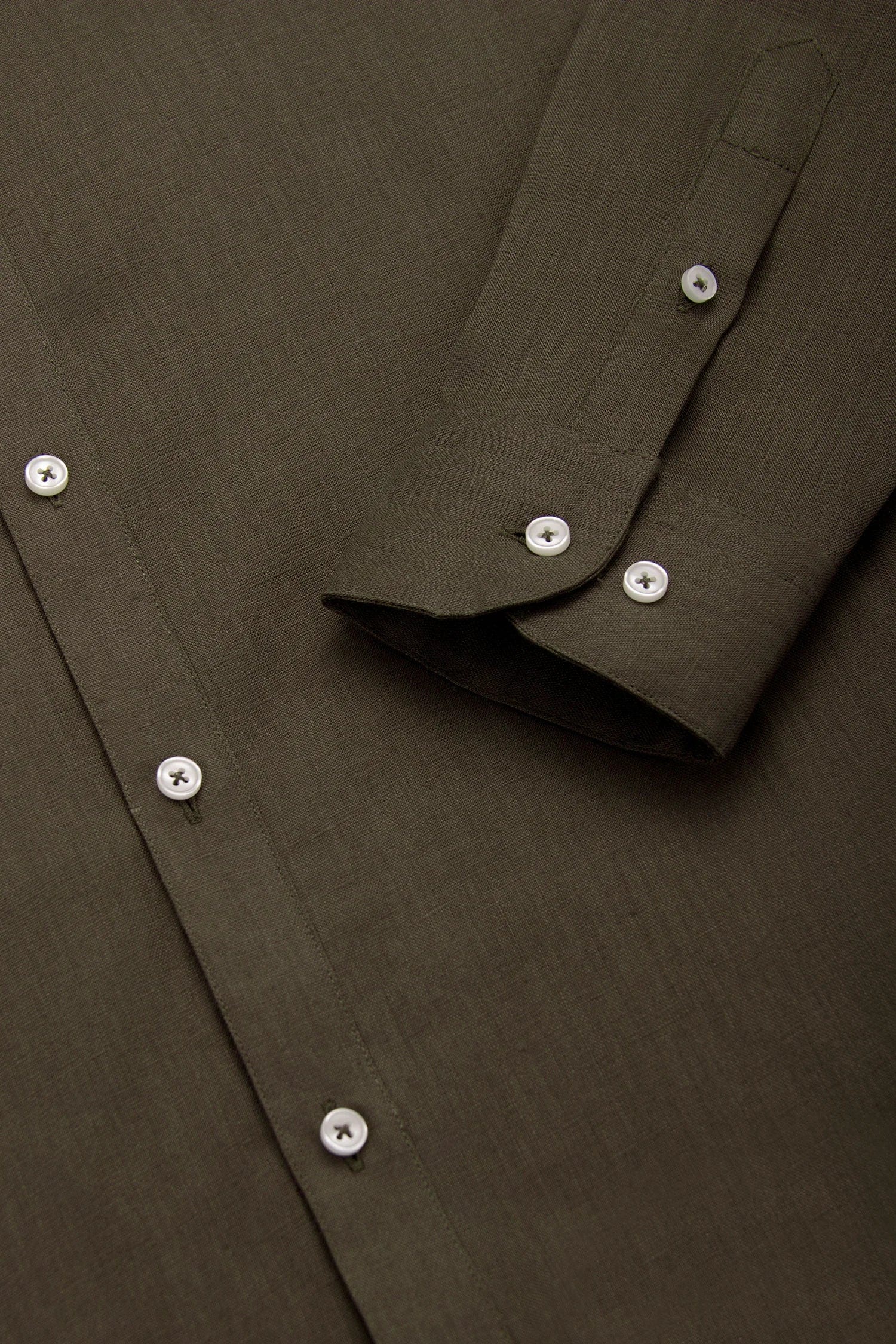 Camisa Cuello Mao Lino Verde Oliva - imagen 3