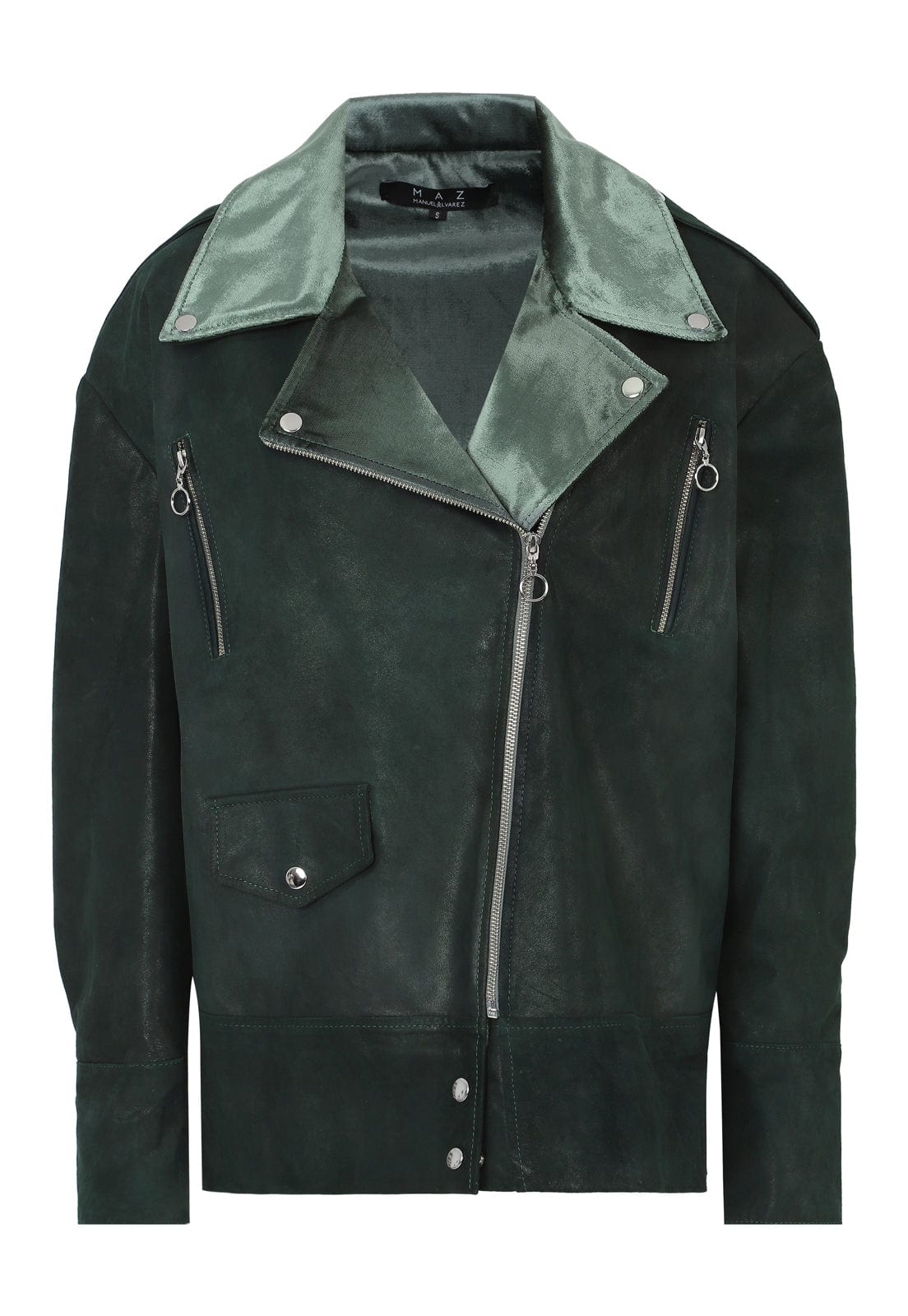 BIKER VELVET LEATHER JACKET - imagen 1