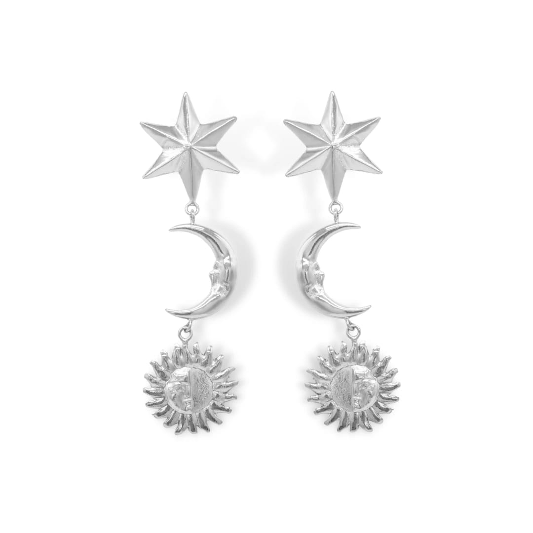 Aretes largos con sol, luna y estrella - imagen 4
