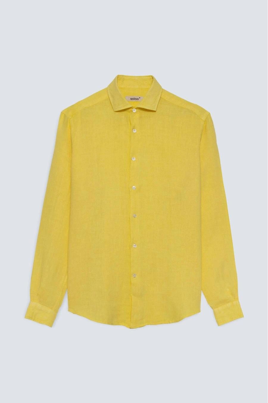 Men's linen shirt light yellow basic - imagen 1