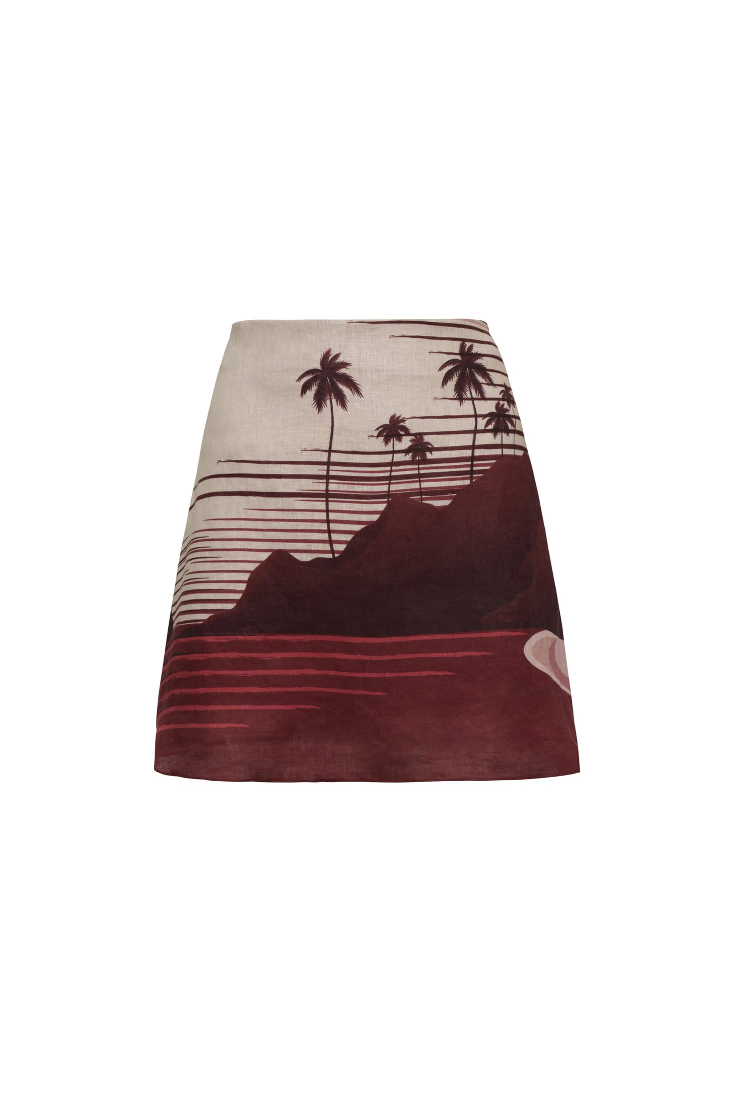 Carmelita Linen Mini Skirt / Red Tropical Landscape - imagen 3