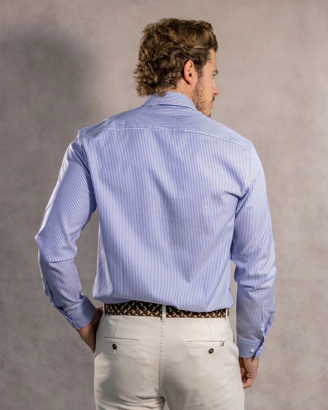 Camisa Antimanchas Oxford Rayas Azul Oscuro Harvard - imagen 5
