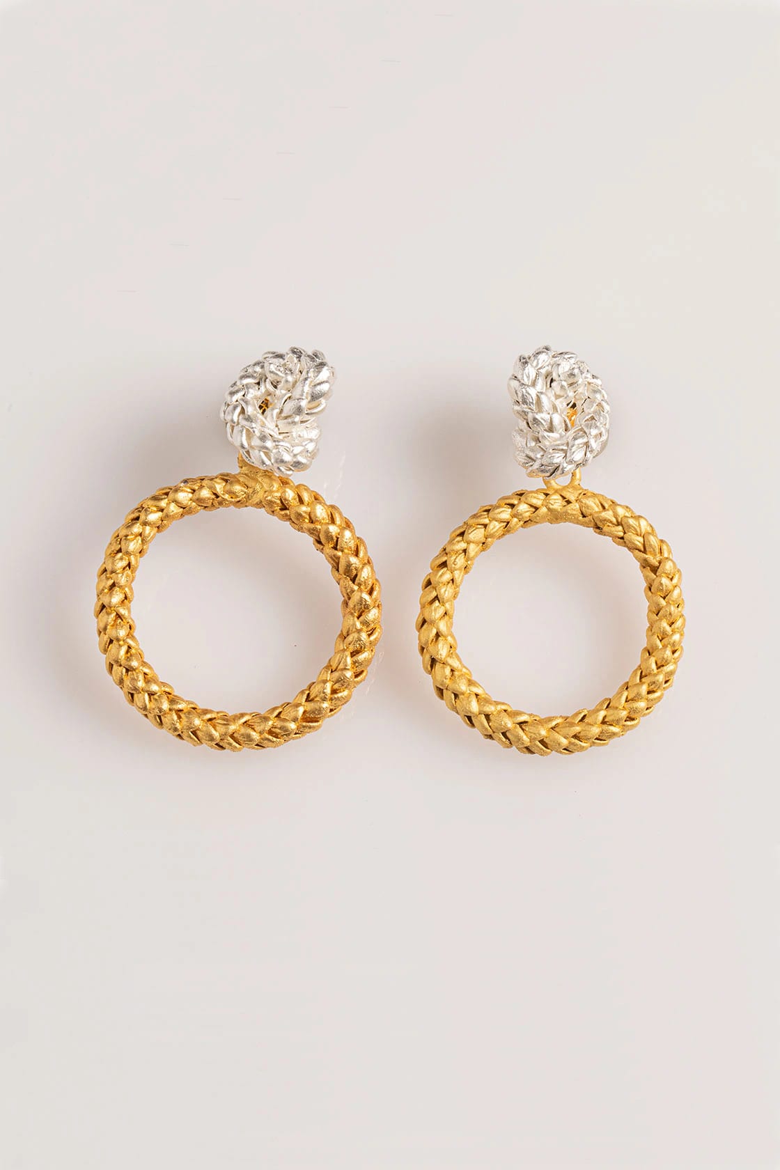 NORFOLK KNOT AND CIRCLE EARRINGS BICOLOR - imagen 1
