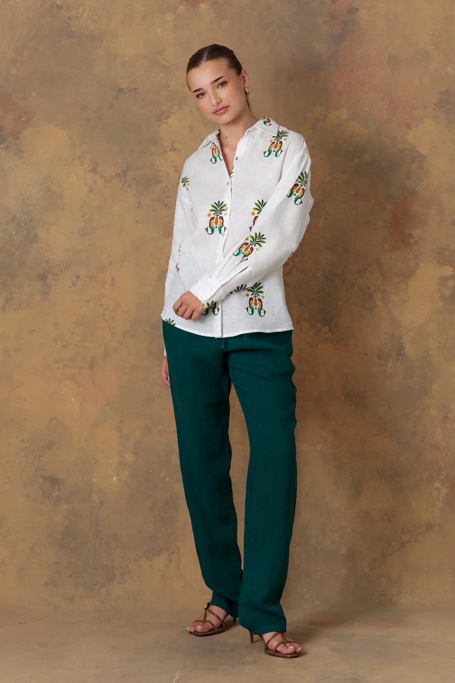 Women's shirt linen nerida white - imagen 6