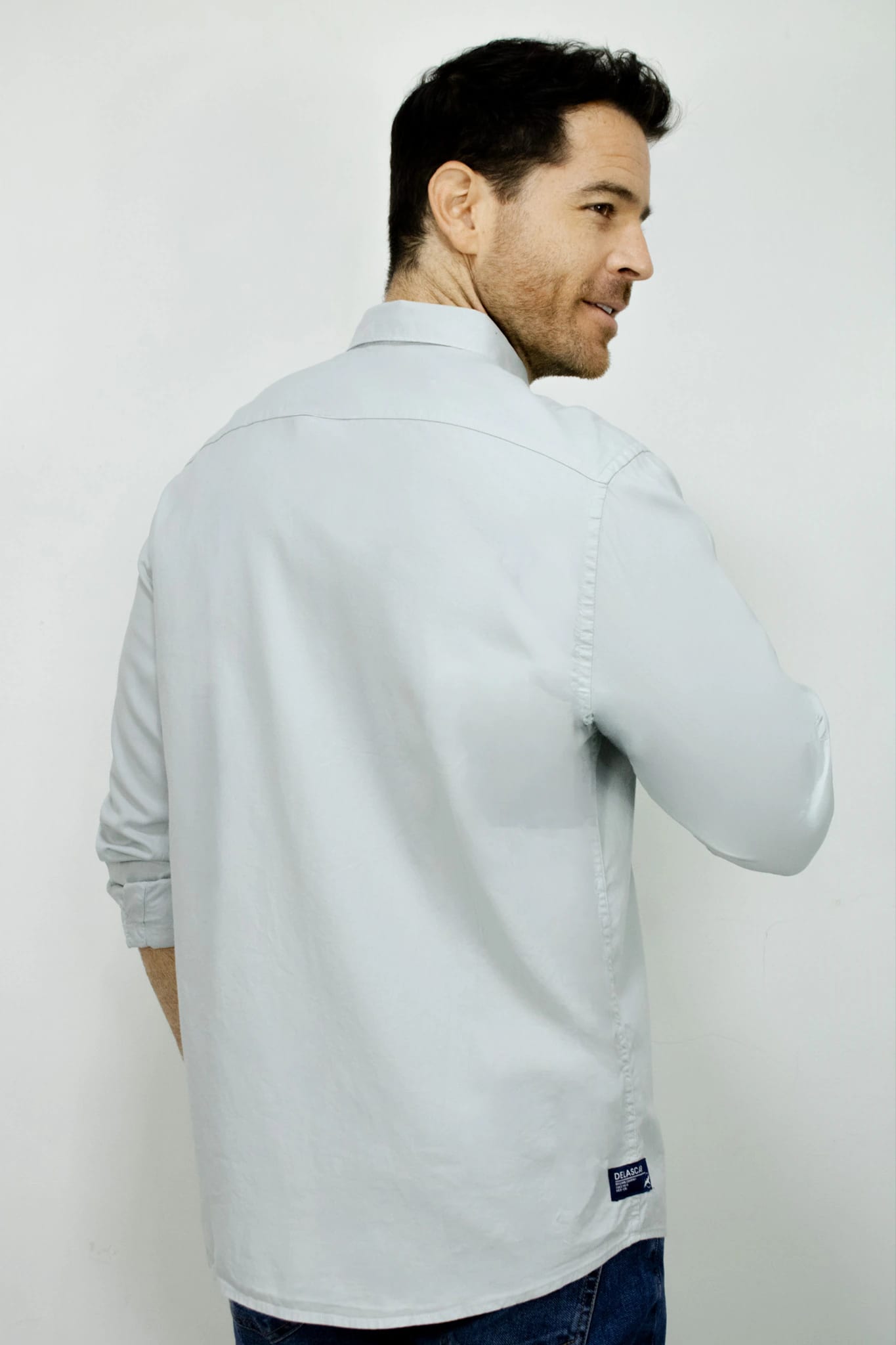 Camisa Manga Larga Gris Oxford Para Hombre - imagen 3