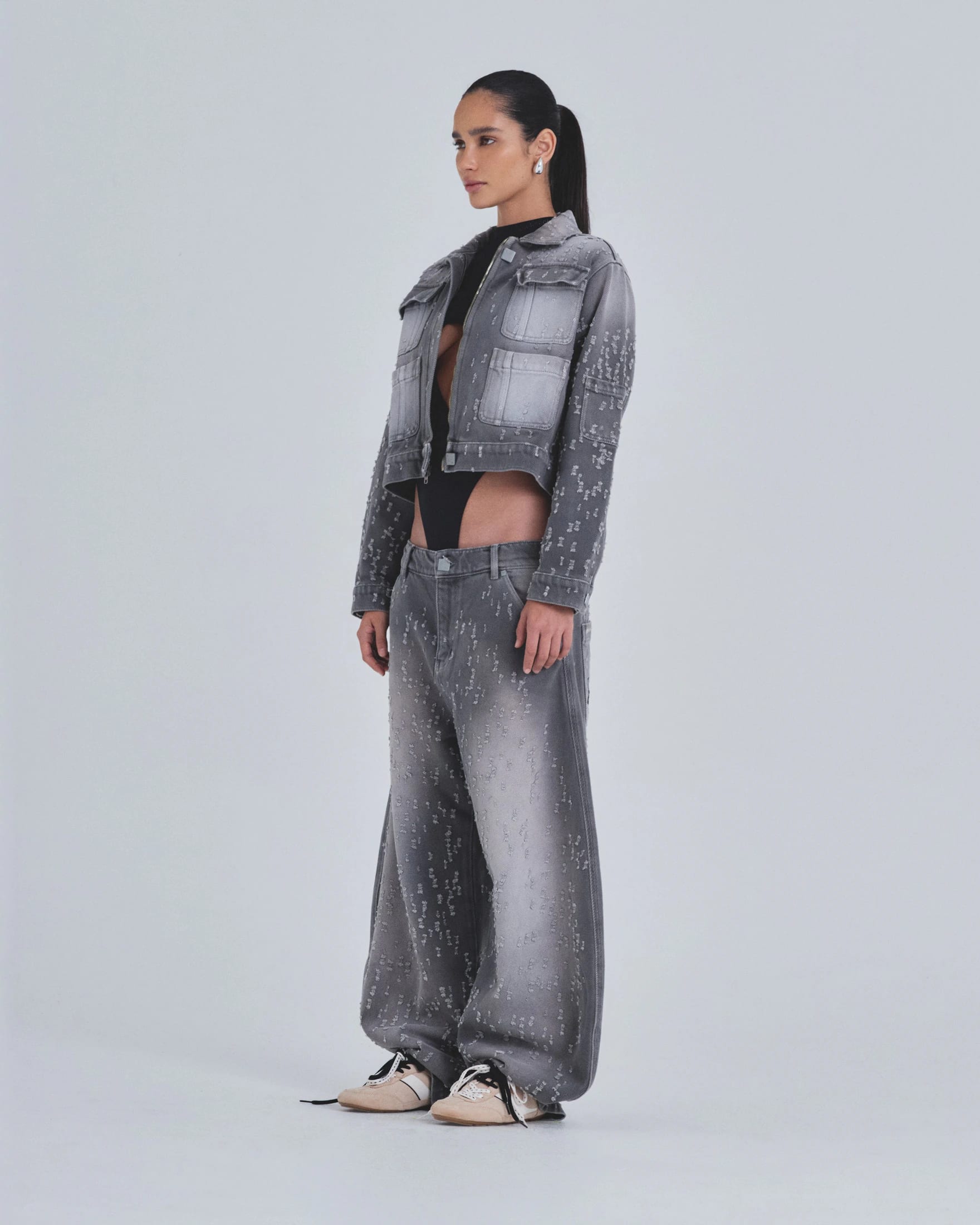 W Holy State UNDRGLD Ripped Jacket Washed Gray - imagen 5