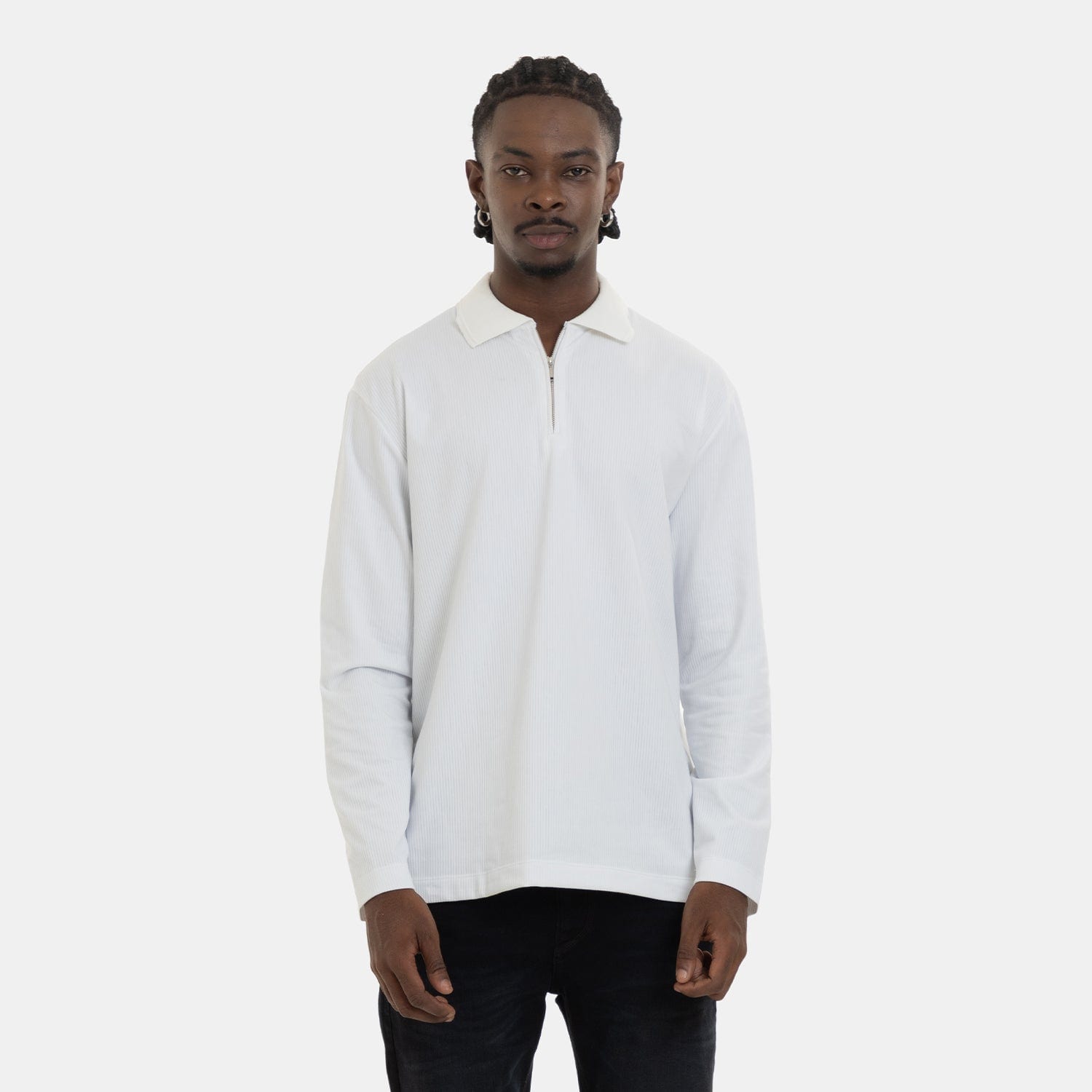 Zip Polo Sweatshirt White - imagen 1