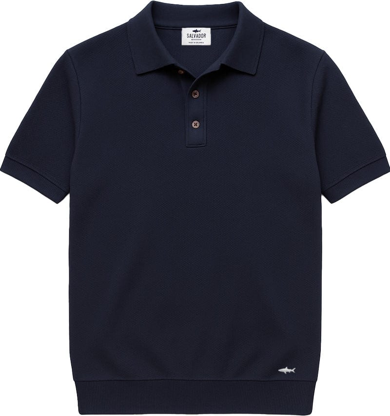 POLO DE PUNTO BOTONES AZUL OSCURA - imagen 1