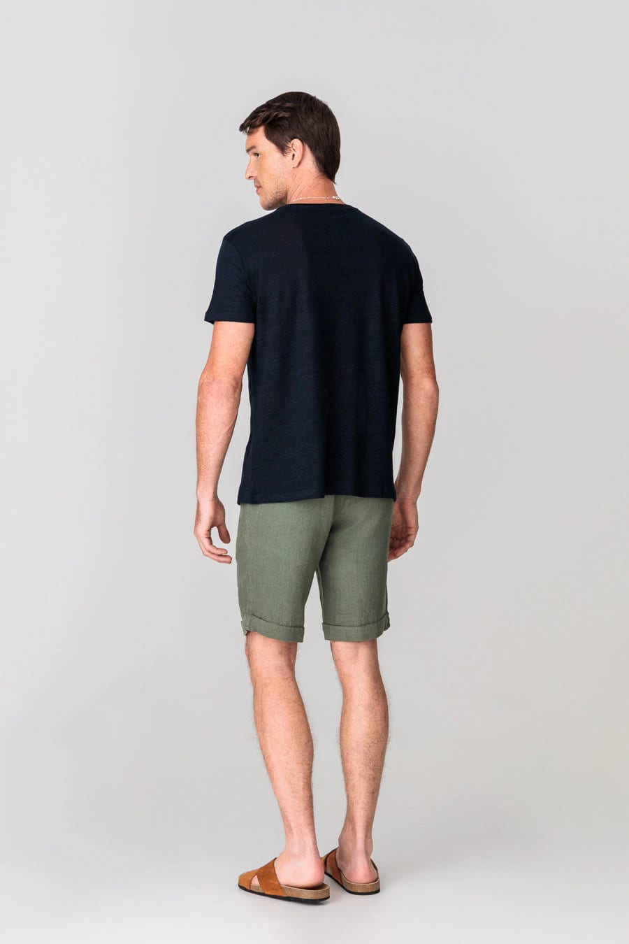 Men's linen t-shirt navy - imagen 2