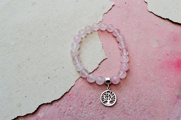 Pulsera Cuarzo Rosa dije árbol de la vida mini - imagen 2