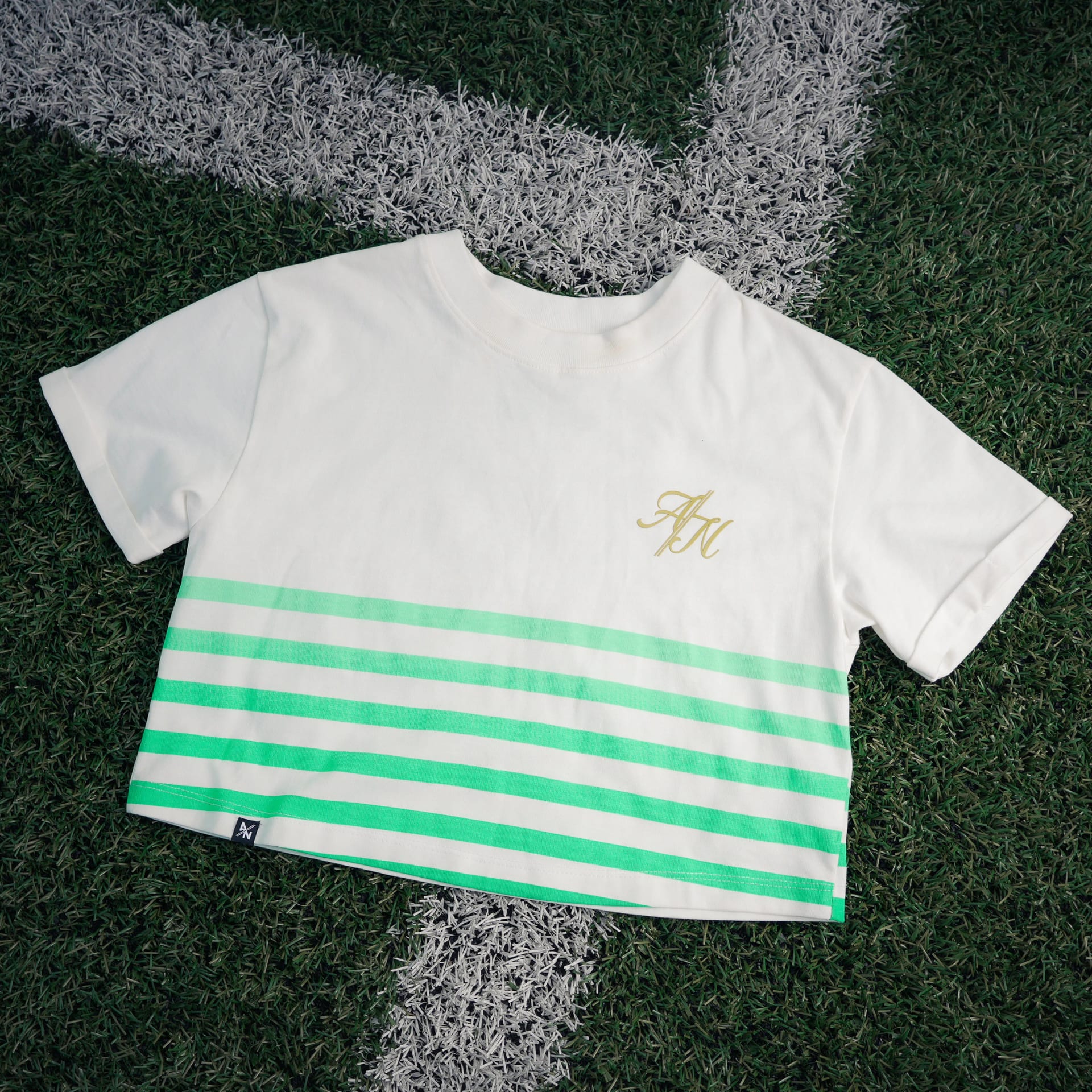 CAMISETA CROP RAYAS VERDES MUJER - imagen 1