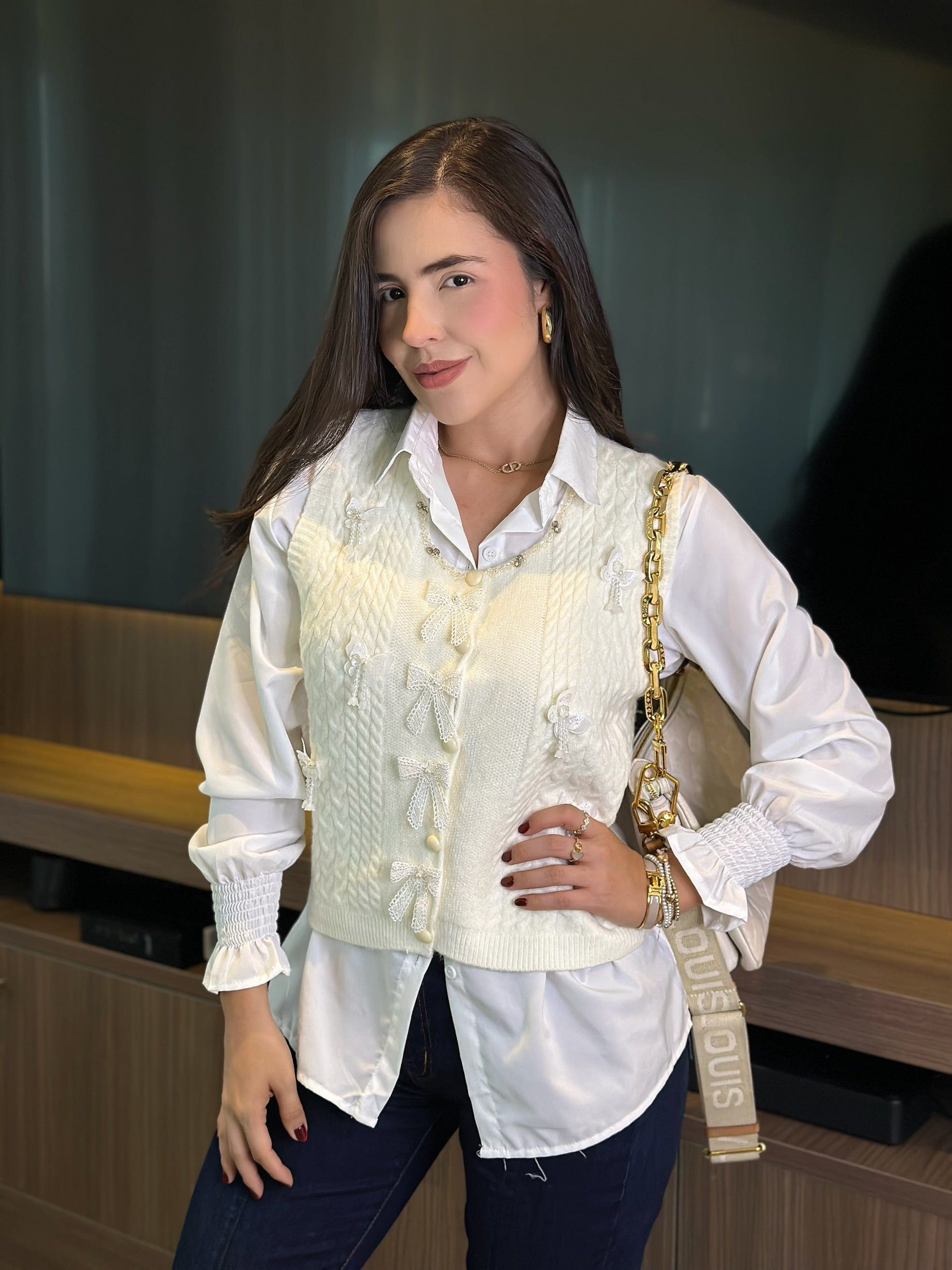 BLUSA ELENA MARFIL x BLANCO - imagen 1
