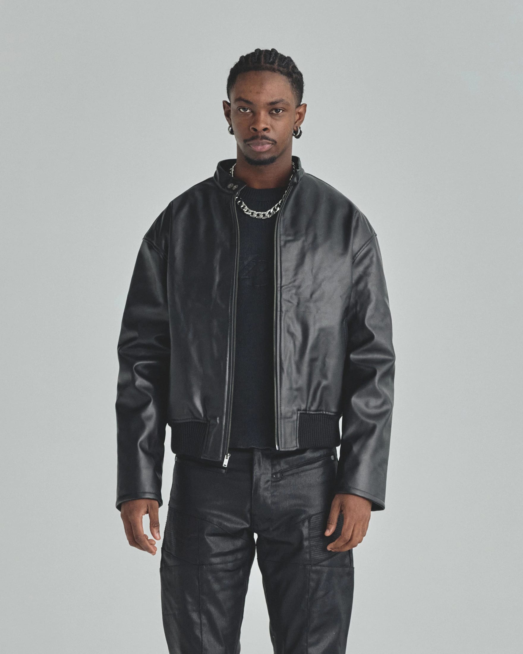 Spring Worn Logo Biker Jacket Black - imagen 2