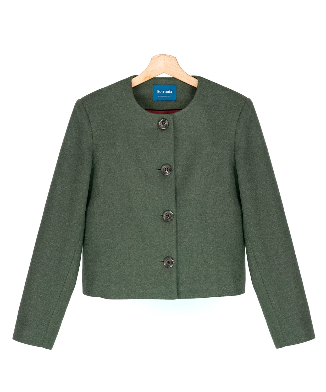 Chaqueta Cropped en Paño Verde Estocolmo - imagen 10
