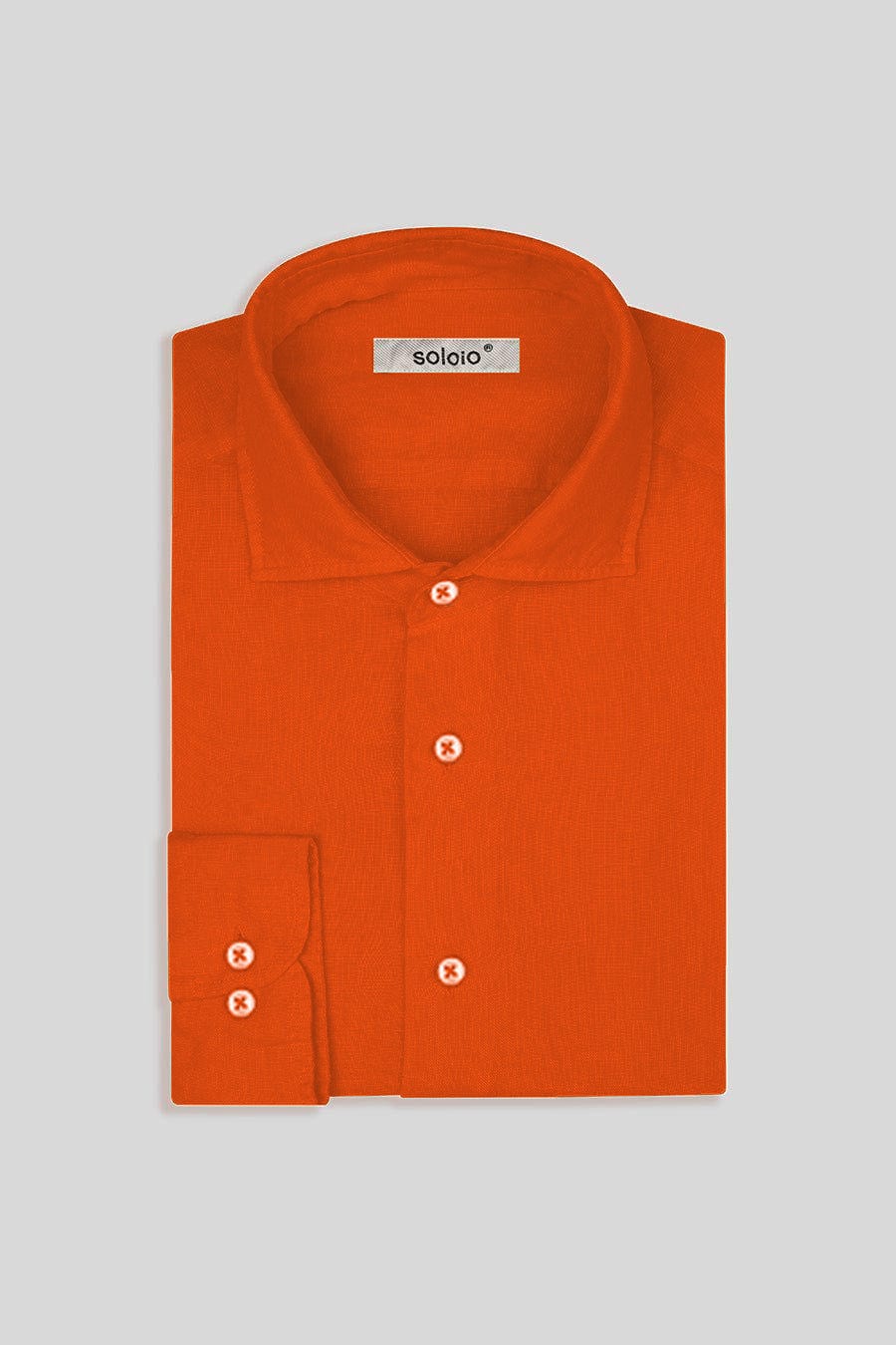 Men's linen shirt orange - imagen 5
