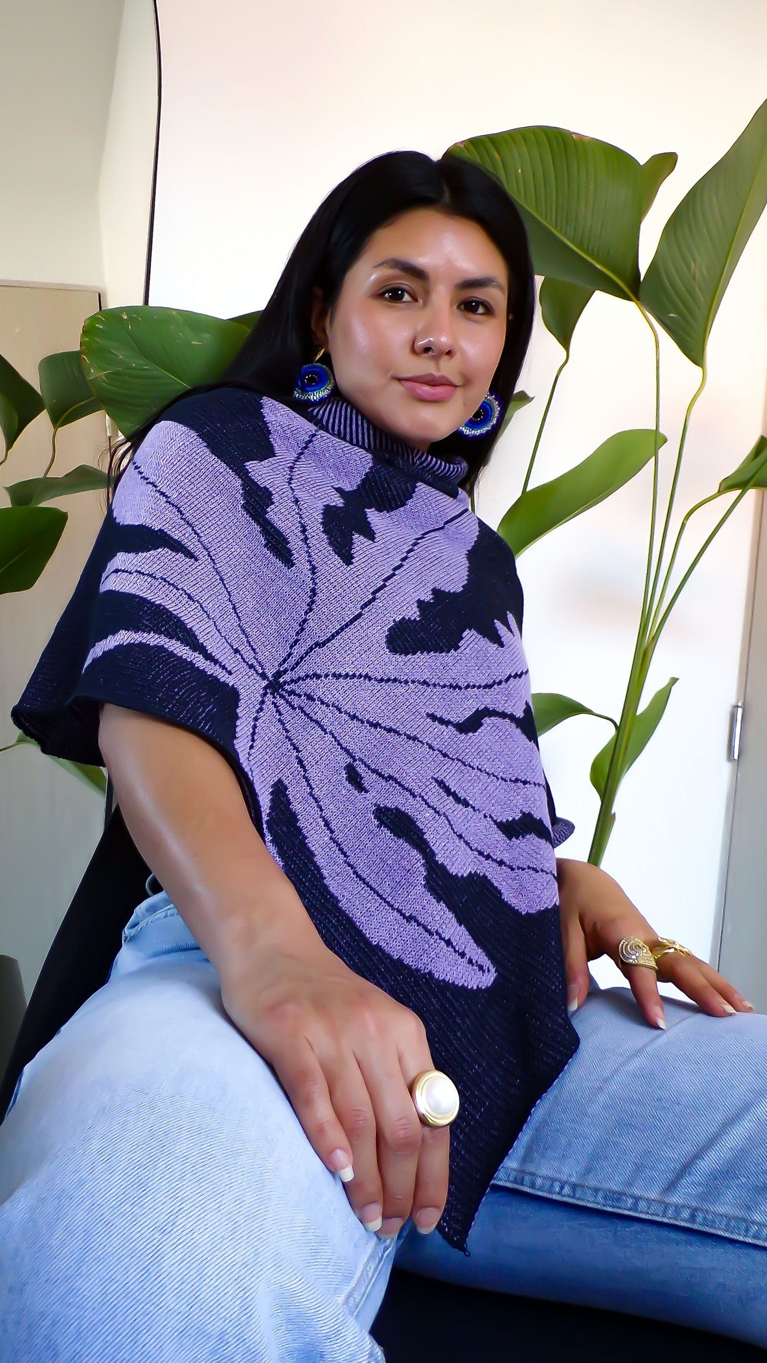 Poncho Yarumo - azul oscuro y lila - imagen 3