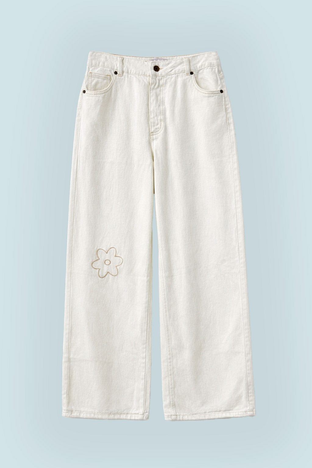 Jeans Flor Bordada Crudo - imagen 14