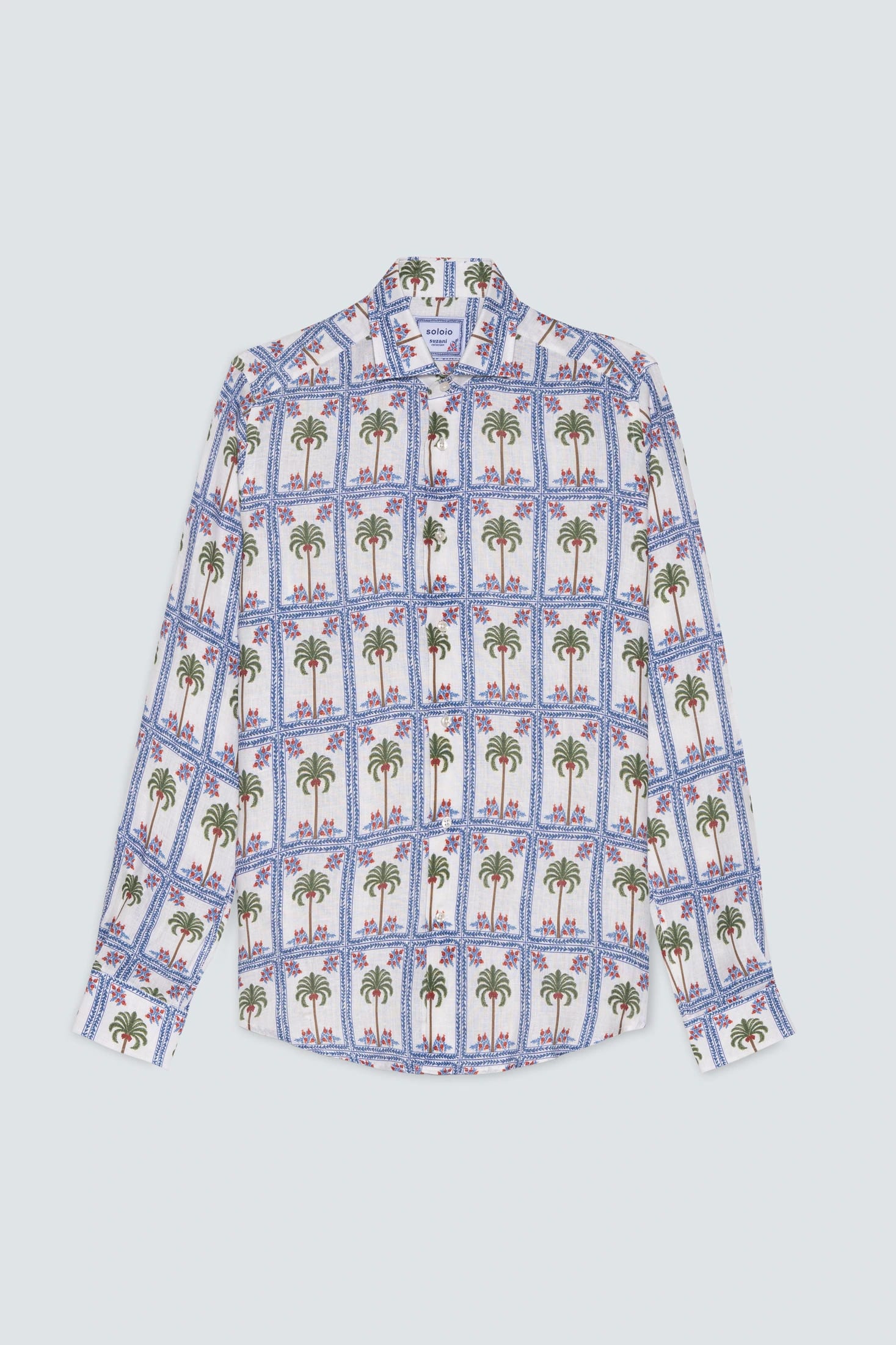 Men's linen shirt white tambour - imagen 1