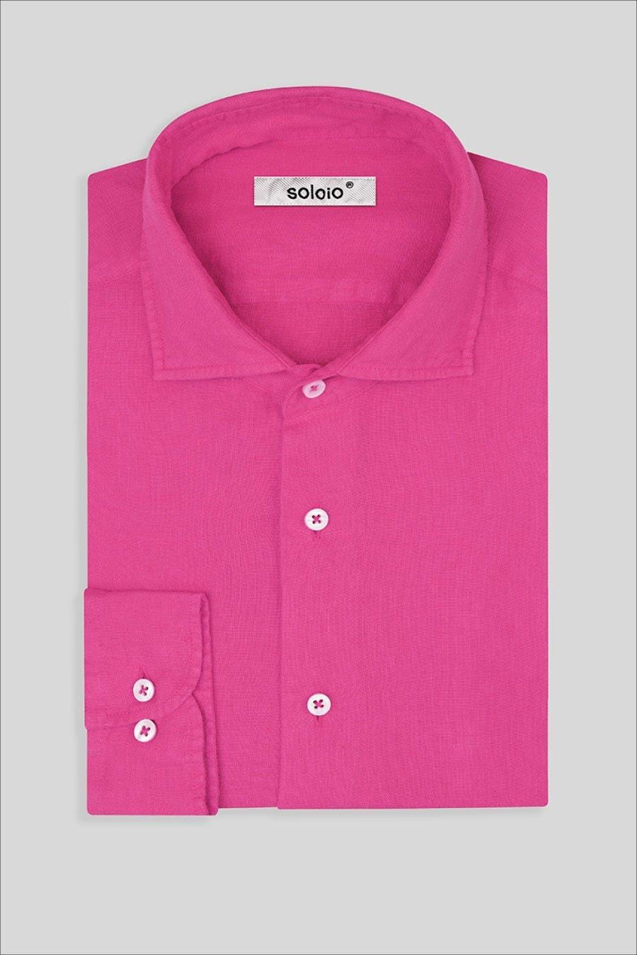 Men's linen shirt light fuxia - imagen 3