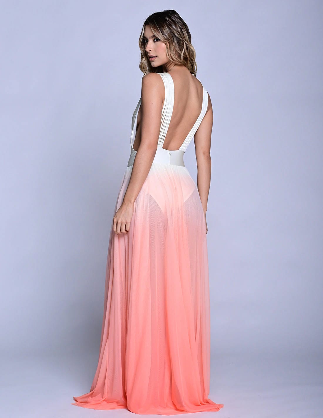 Vestido Equinoccio Ivory + Salmon Flower - imagen 2