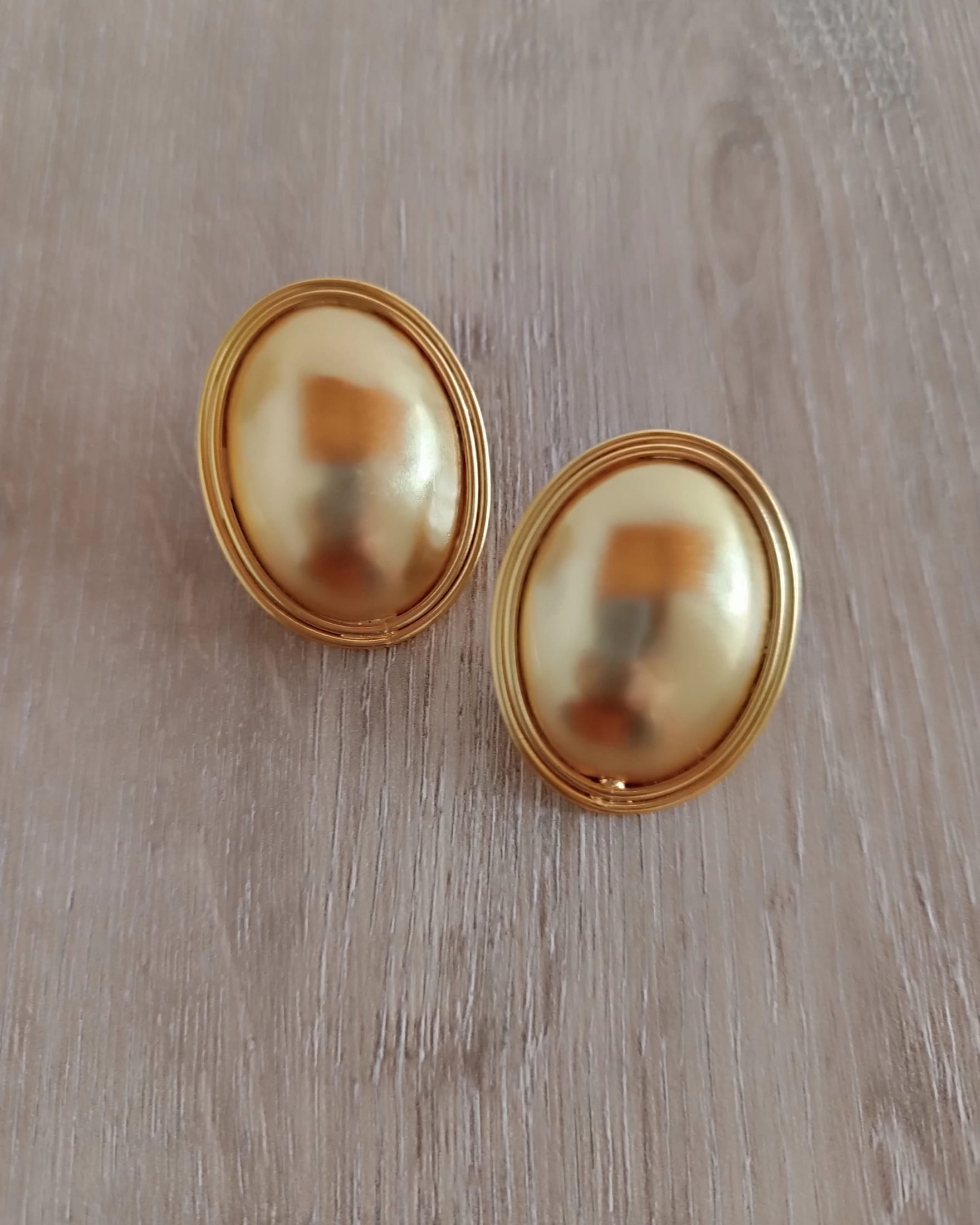 Aretes Topos ovalados doble hilo Dorado Mate - imagen 4