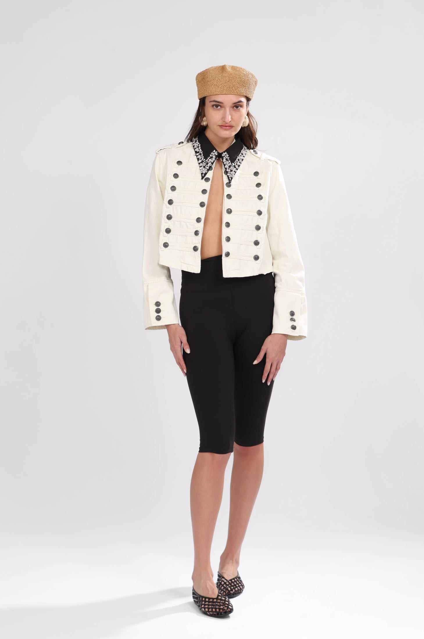 DENIM NAPOLEON JACKET, WHITE - imagen 2
