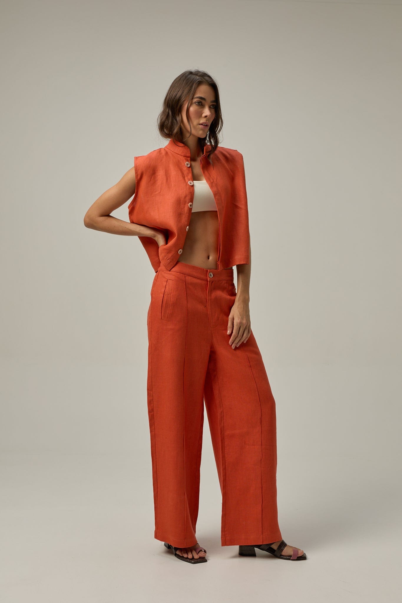 Chaleco Muse de lino | naranja - imagen 3