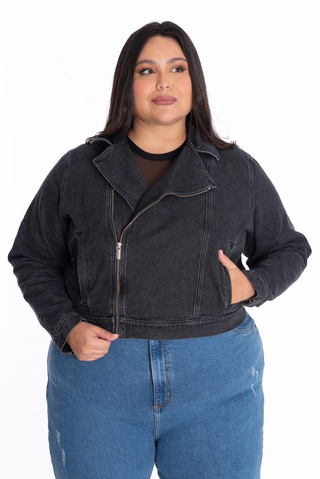 Chaqueta Biker Denim Negro - imagen 3