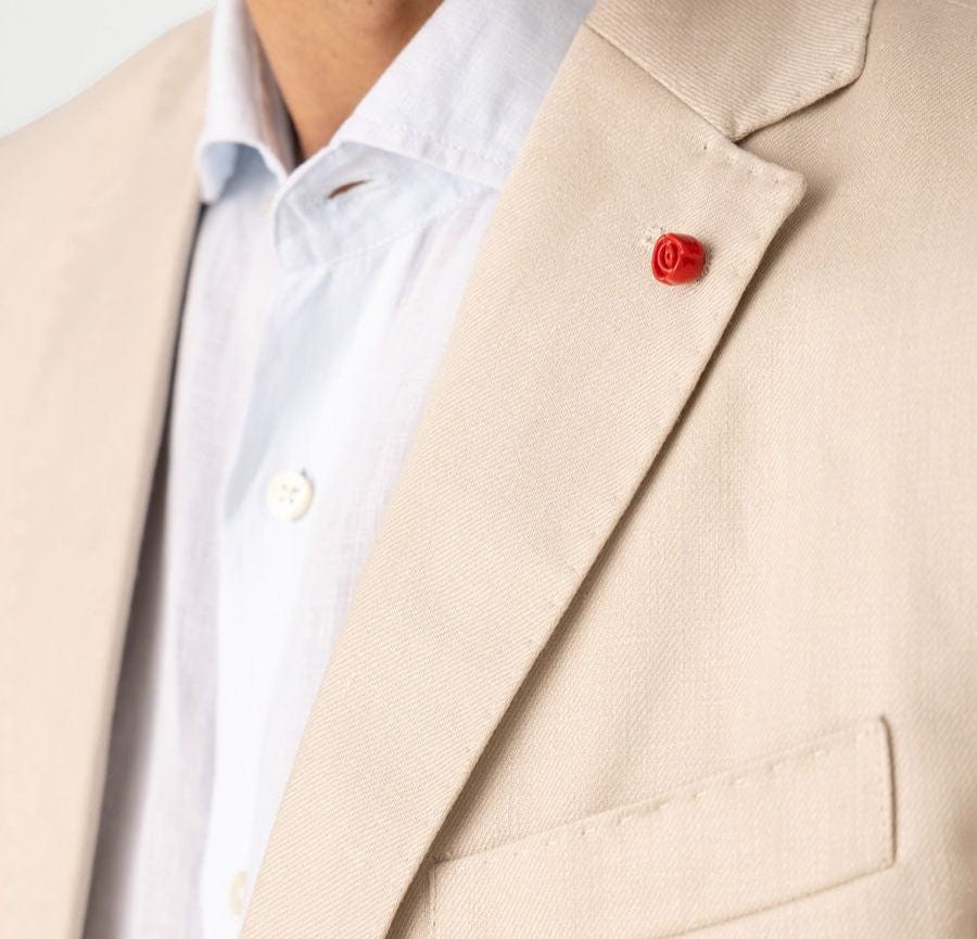 Men's mixed fabric beige vittorio set - imagen 3