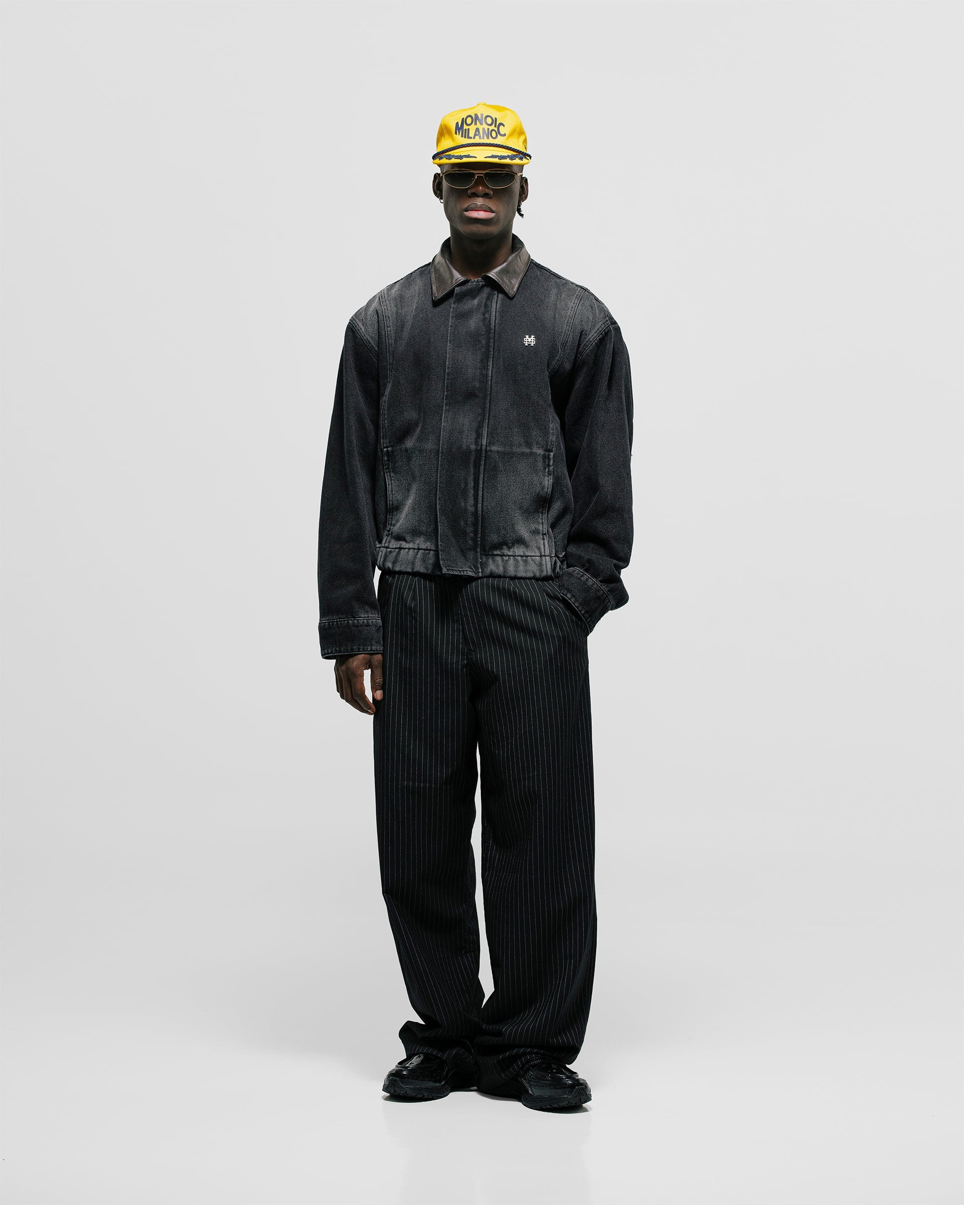 Aviator Denim Jacket - Negro Desgastado - imagen 3