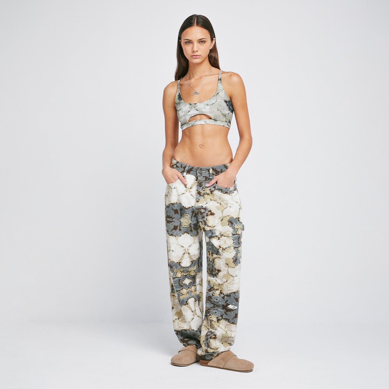 Marble Mesh Cut-Out Top - Green - imagen 3