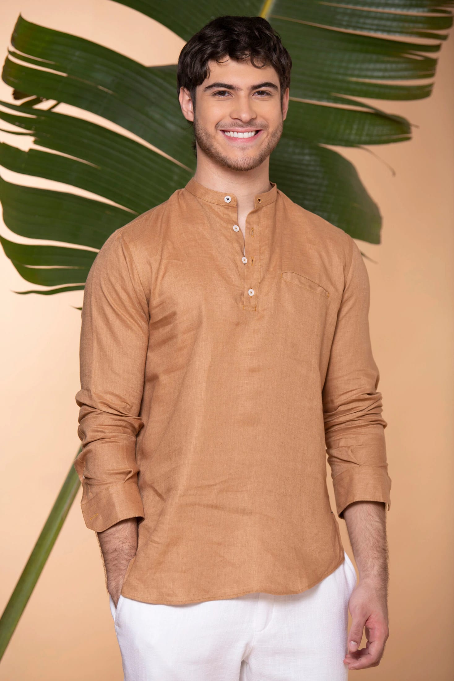 Camisa Mykonos Lino Moka - imagen 1