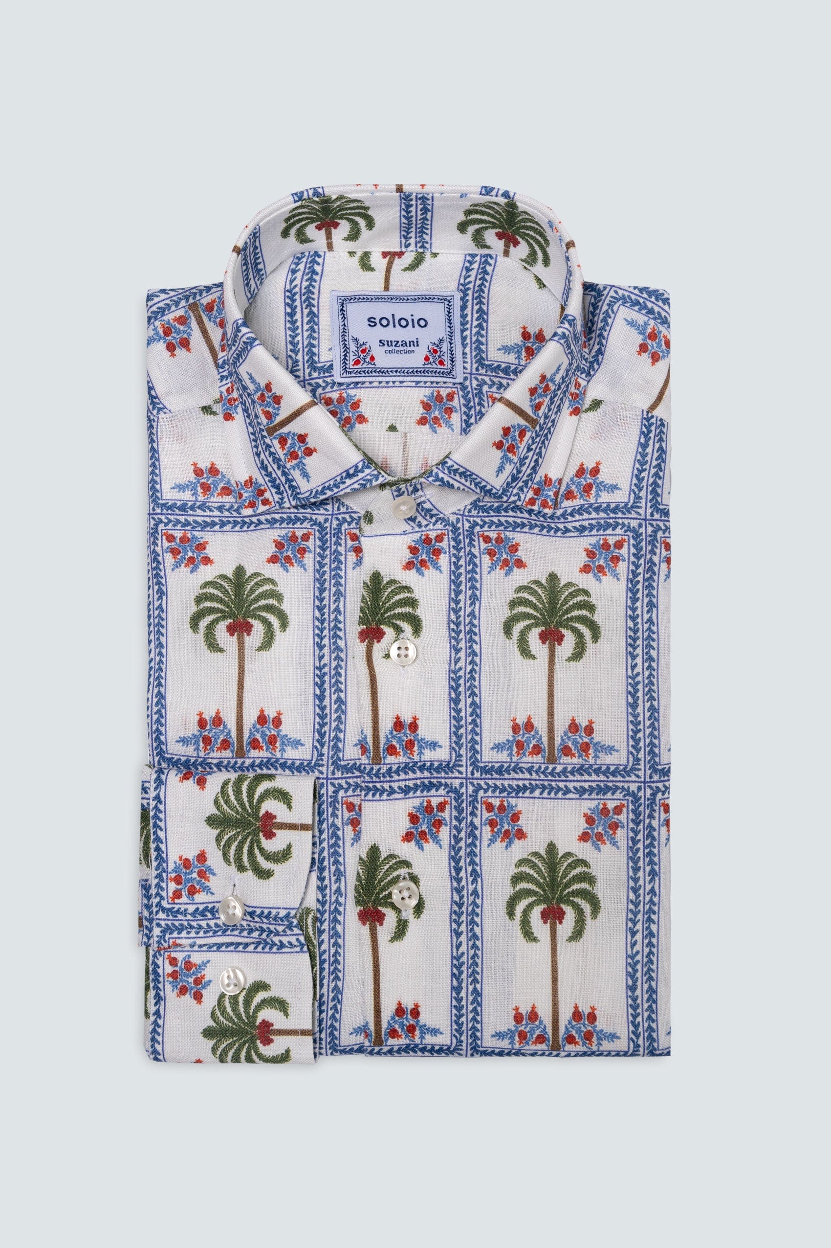 Men's linen shirt white tambour - imagen 4