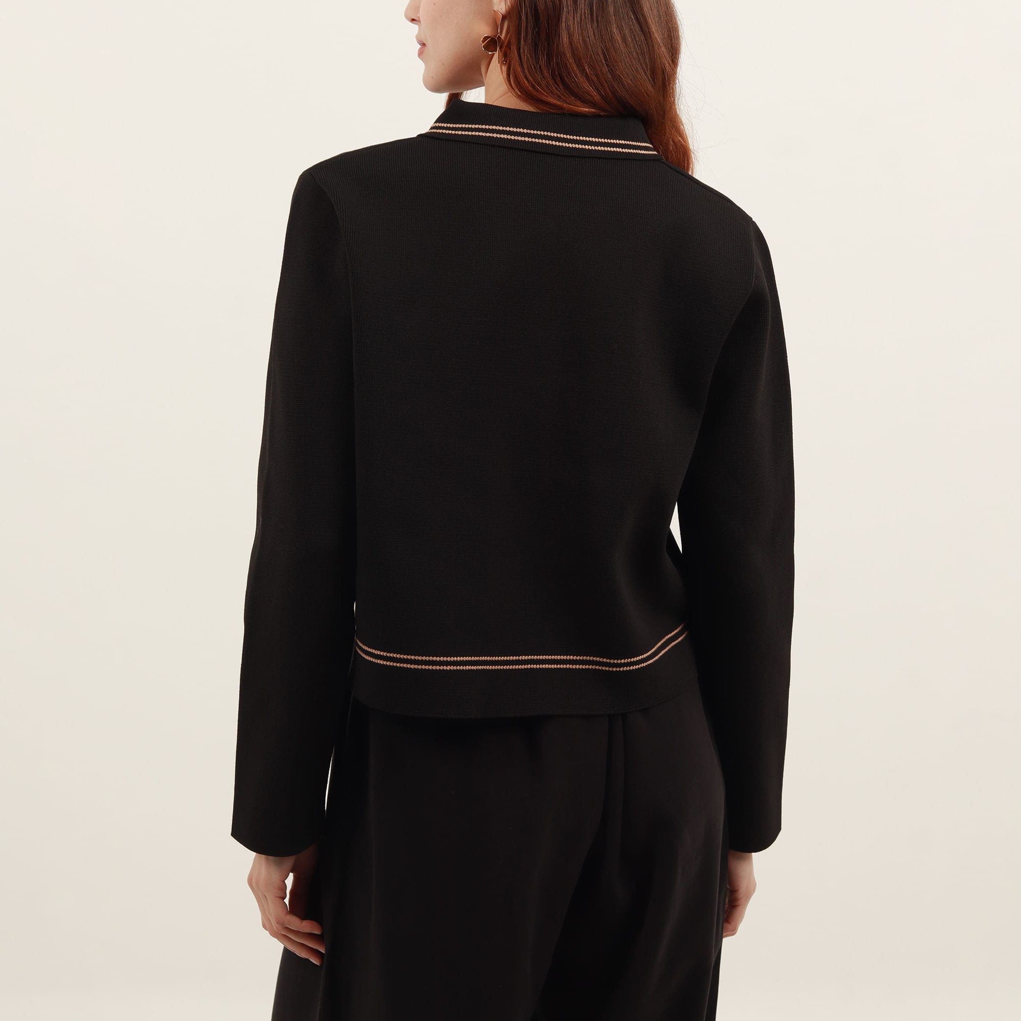 Chaqueta cardigan tejida cuello solapa manga larga - imagen 4