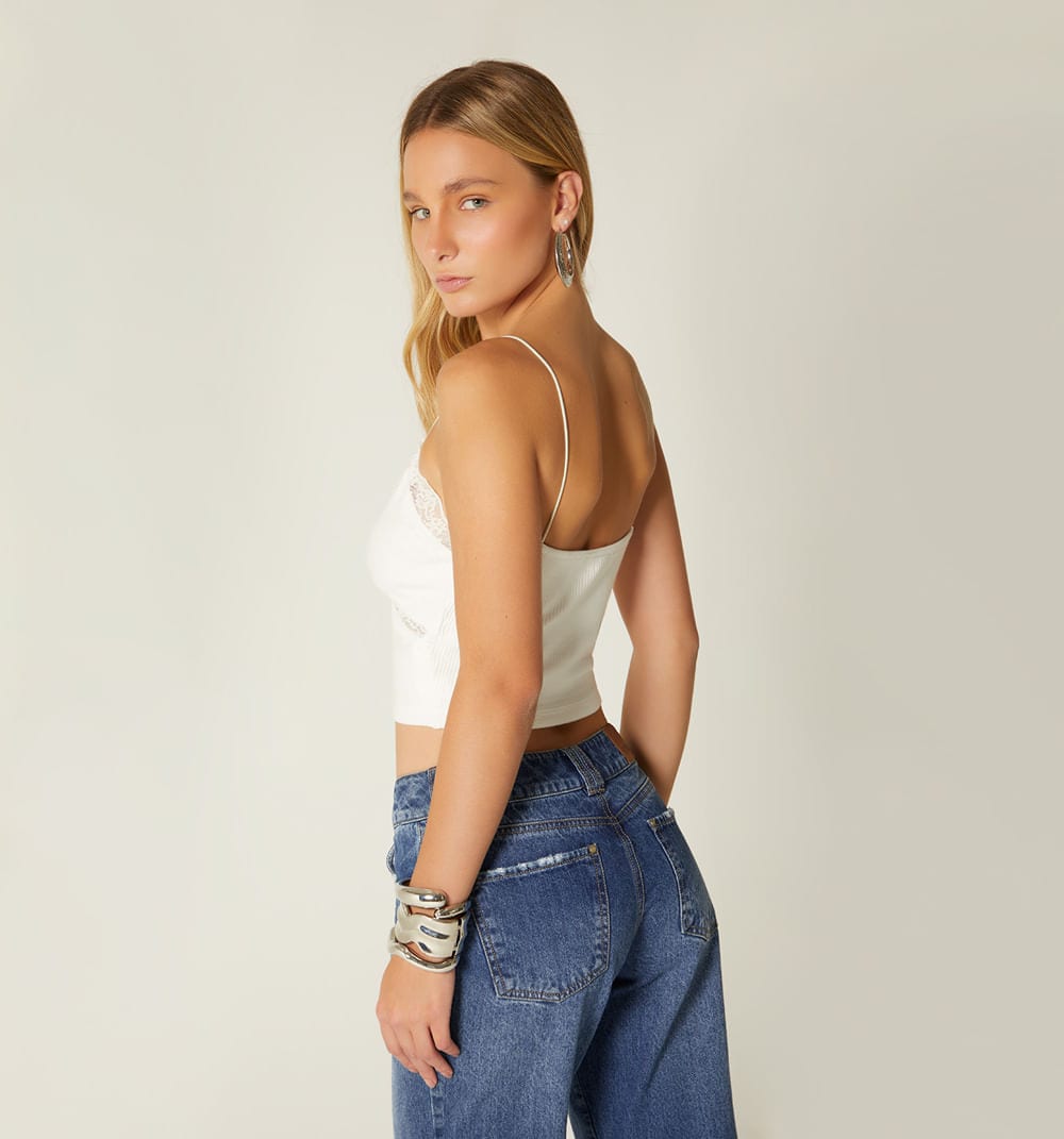 Blusa tiras encaje en copa e imperio - imagen 4