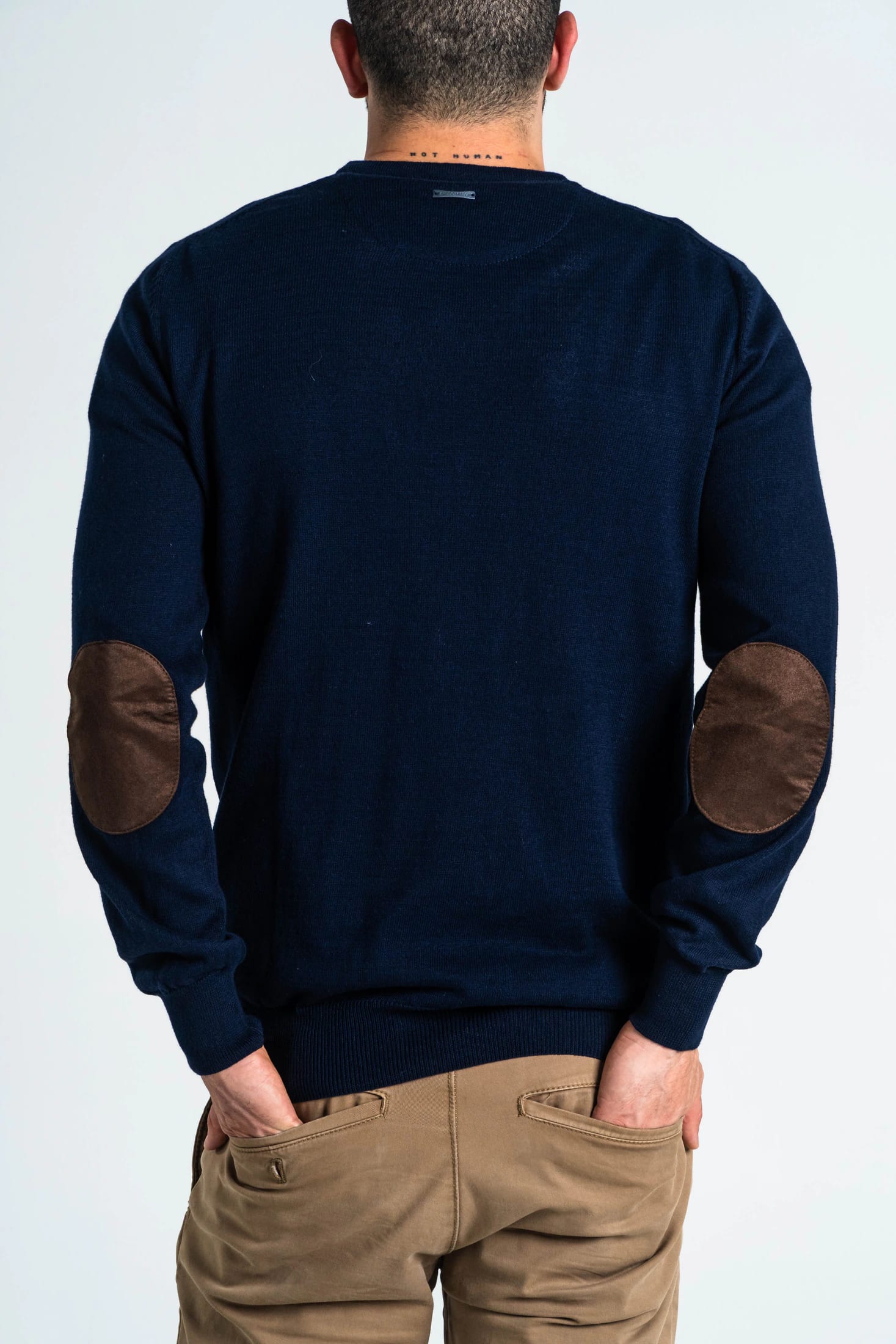 Saco Coderas Cuello V Algodón Azul Oscuro - imagen 3
