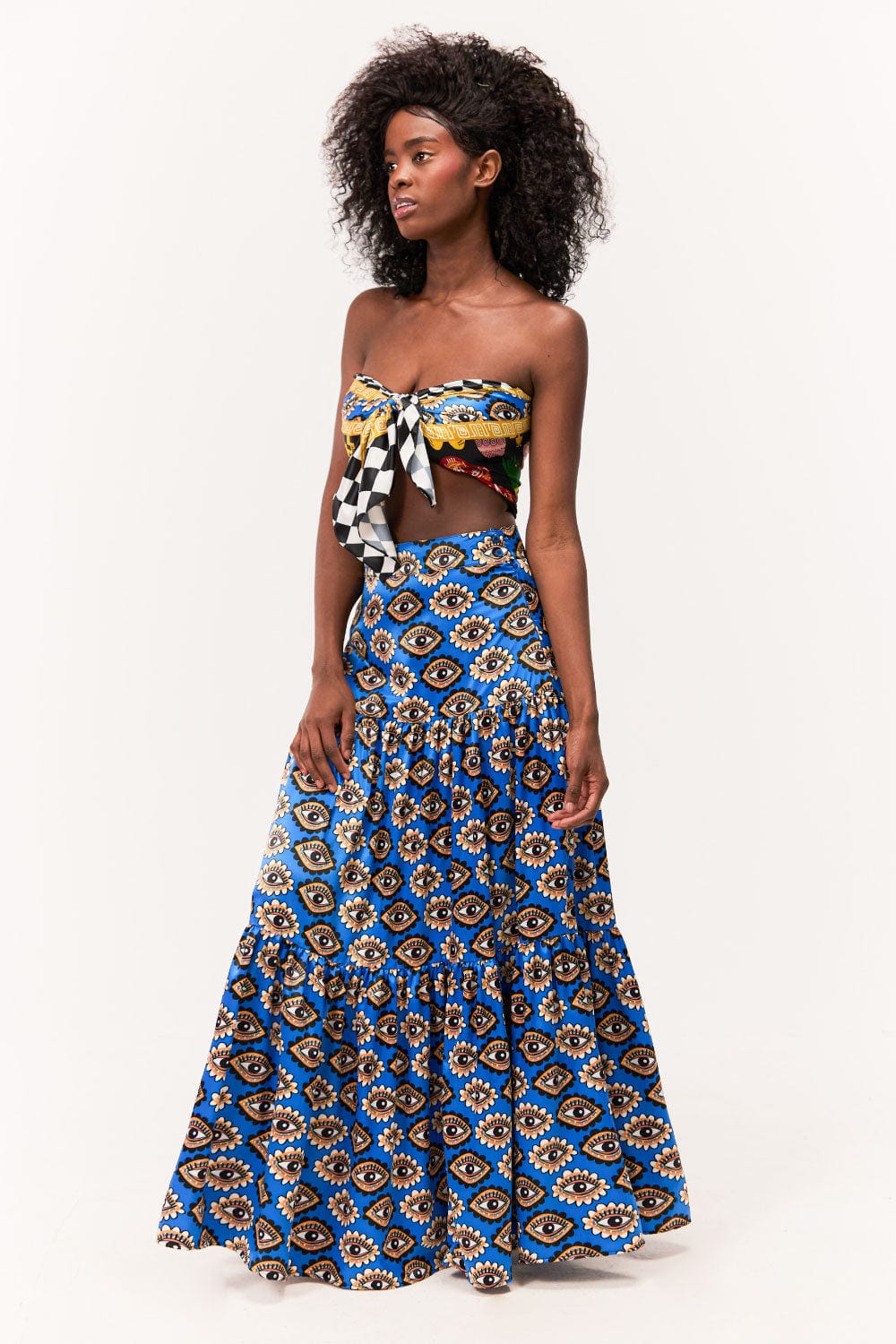 Maxi Falda / Estampado Ojos Sentido Precolombino - imagen 4