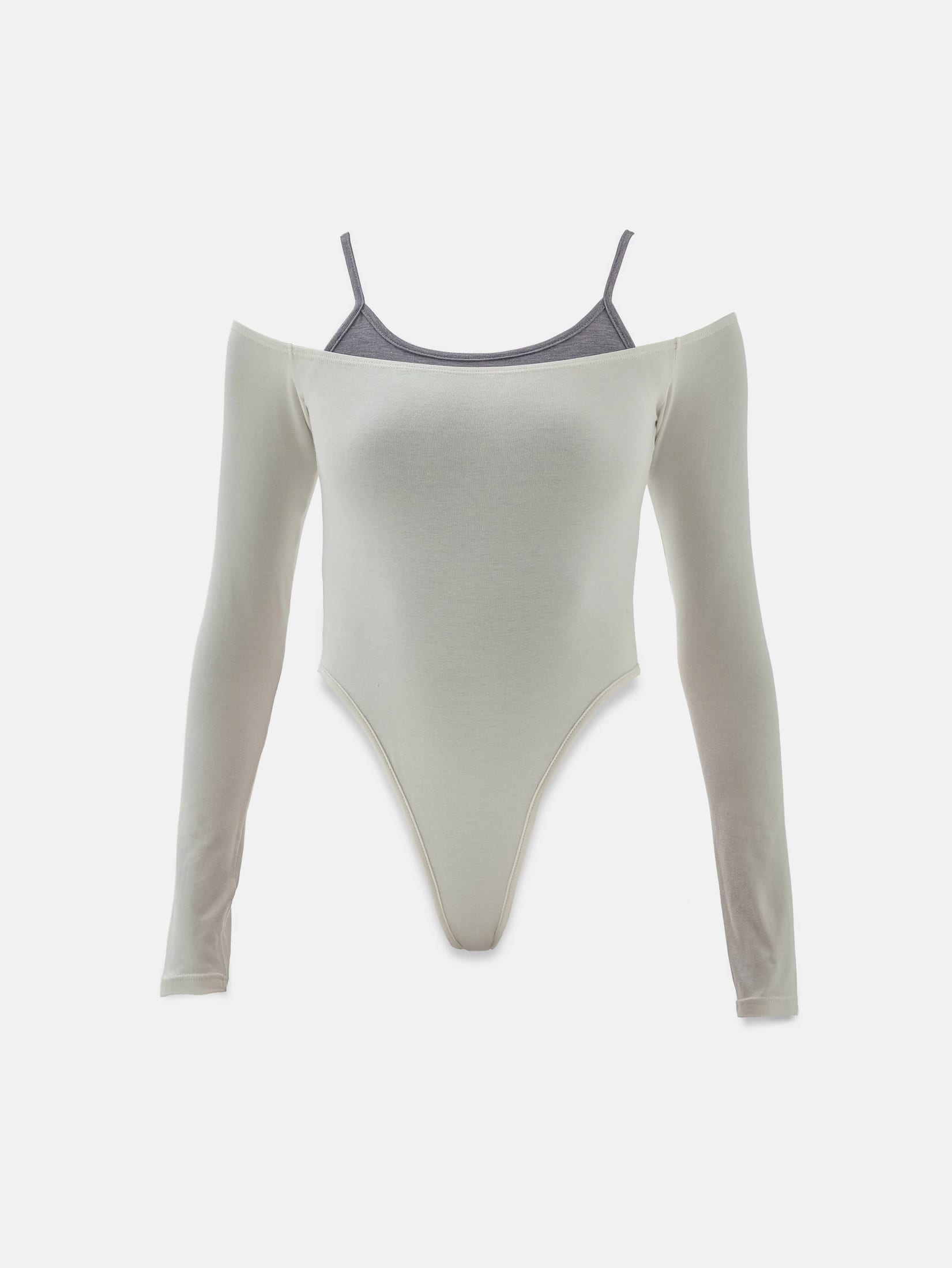 DOUBLE LAYER BODYSUIT - CREAMY & JASPE GRAY - imagen 3