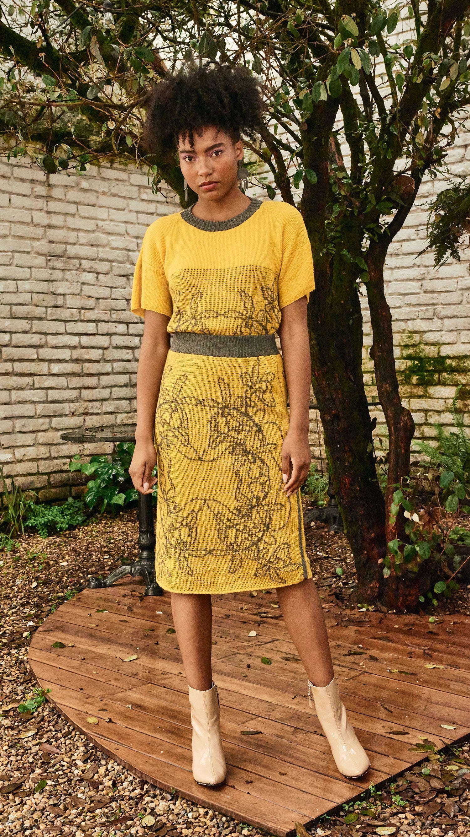 Falda Orquídea Alpaca - Amarillo y gris - imagen 2