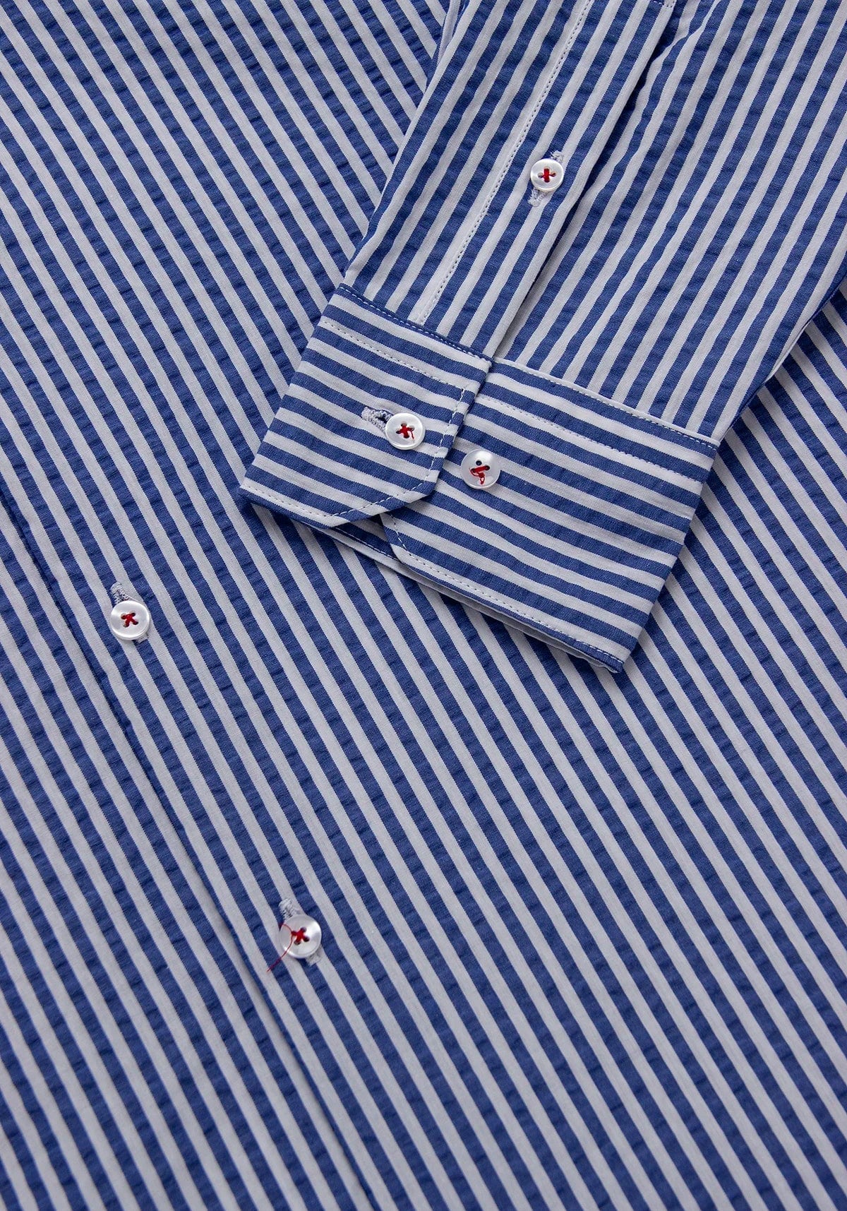 Camisa Seersucker Raya Candela Algodón Azul Medio - imagen 3