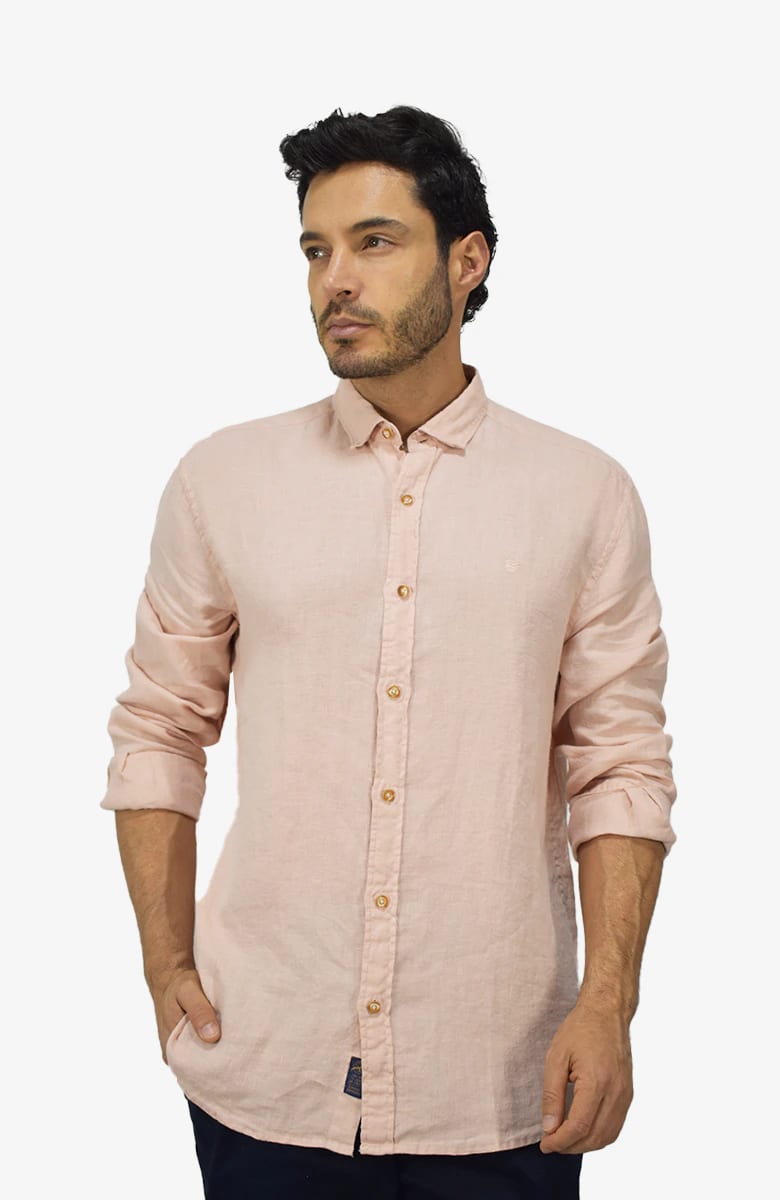 Camisa manga larga Lino Rosada para Hombre - imagen 1