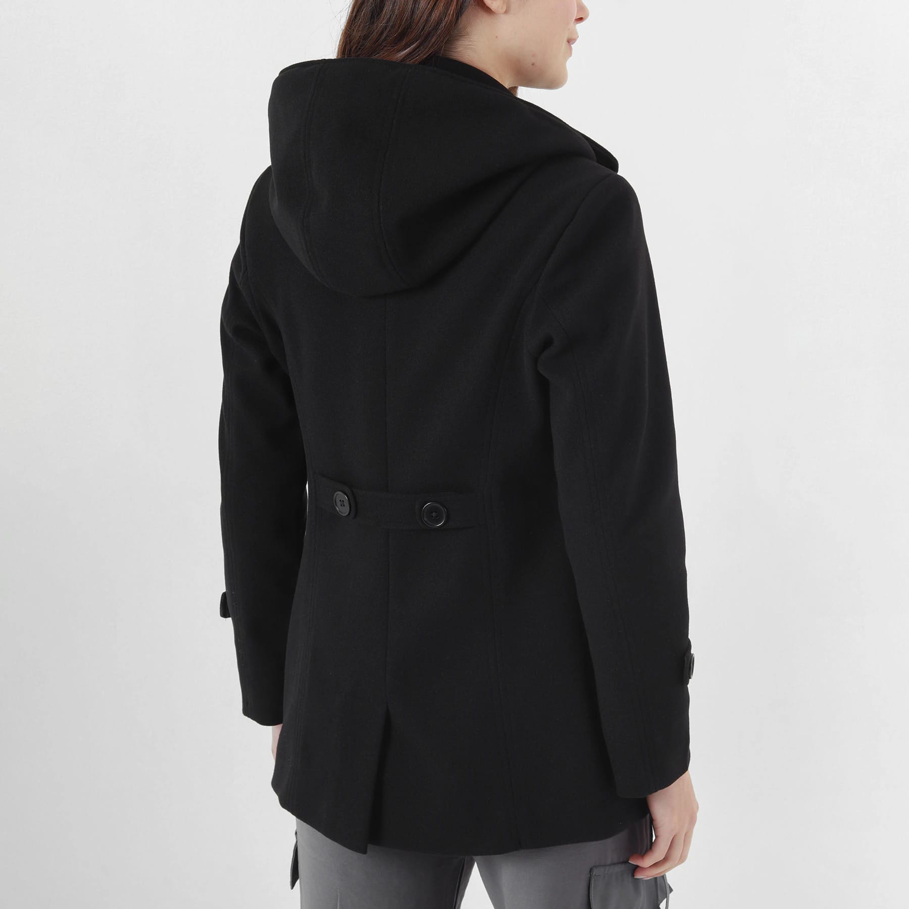 Chaqueta abrigo trench cruzado cuello solapa con capucha - imagen 30